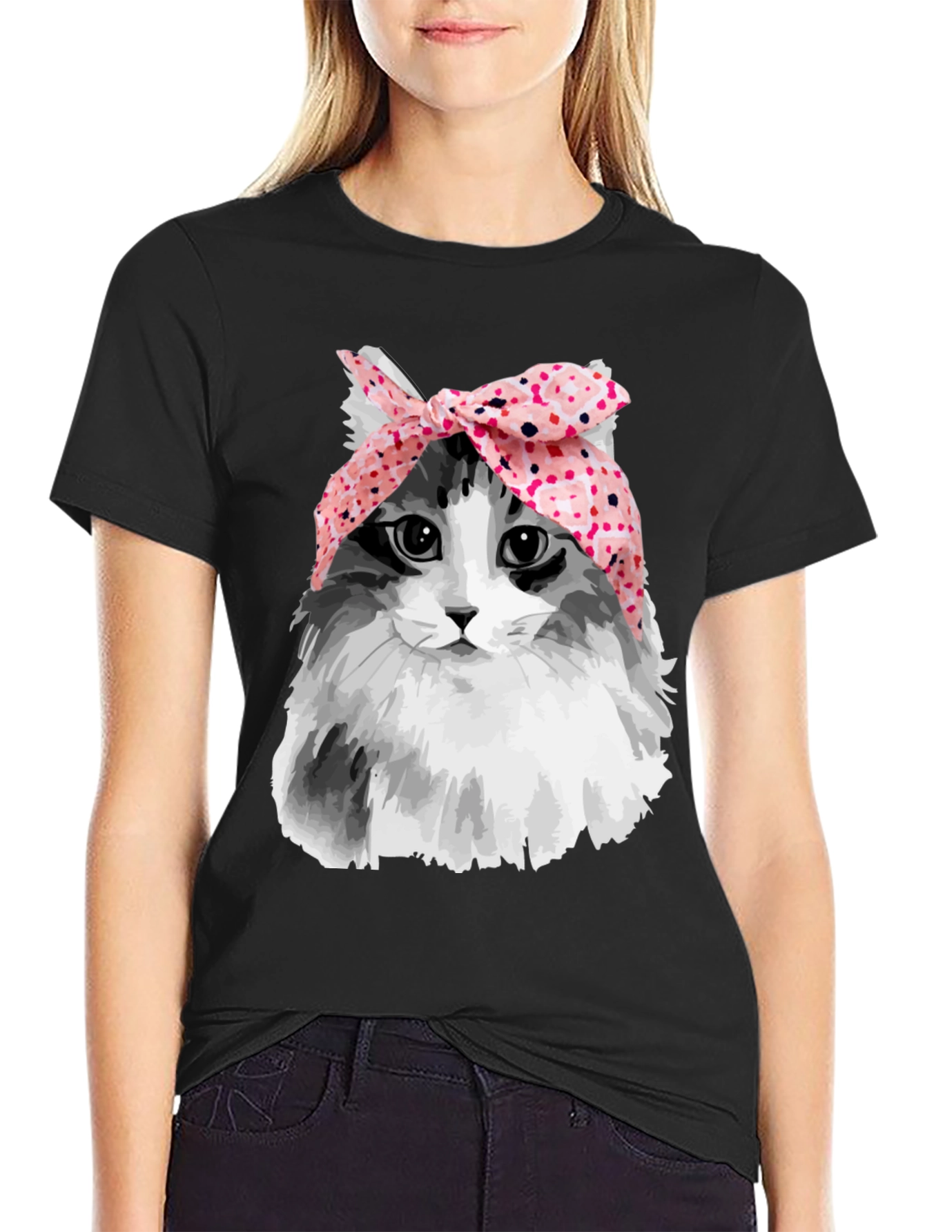 Cat with Headscarf T-Shirt - Unique Graphic Tee