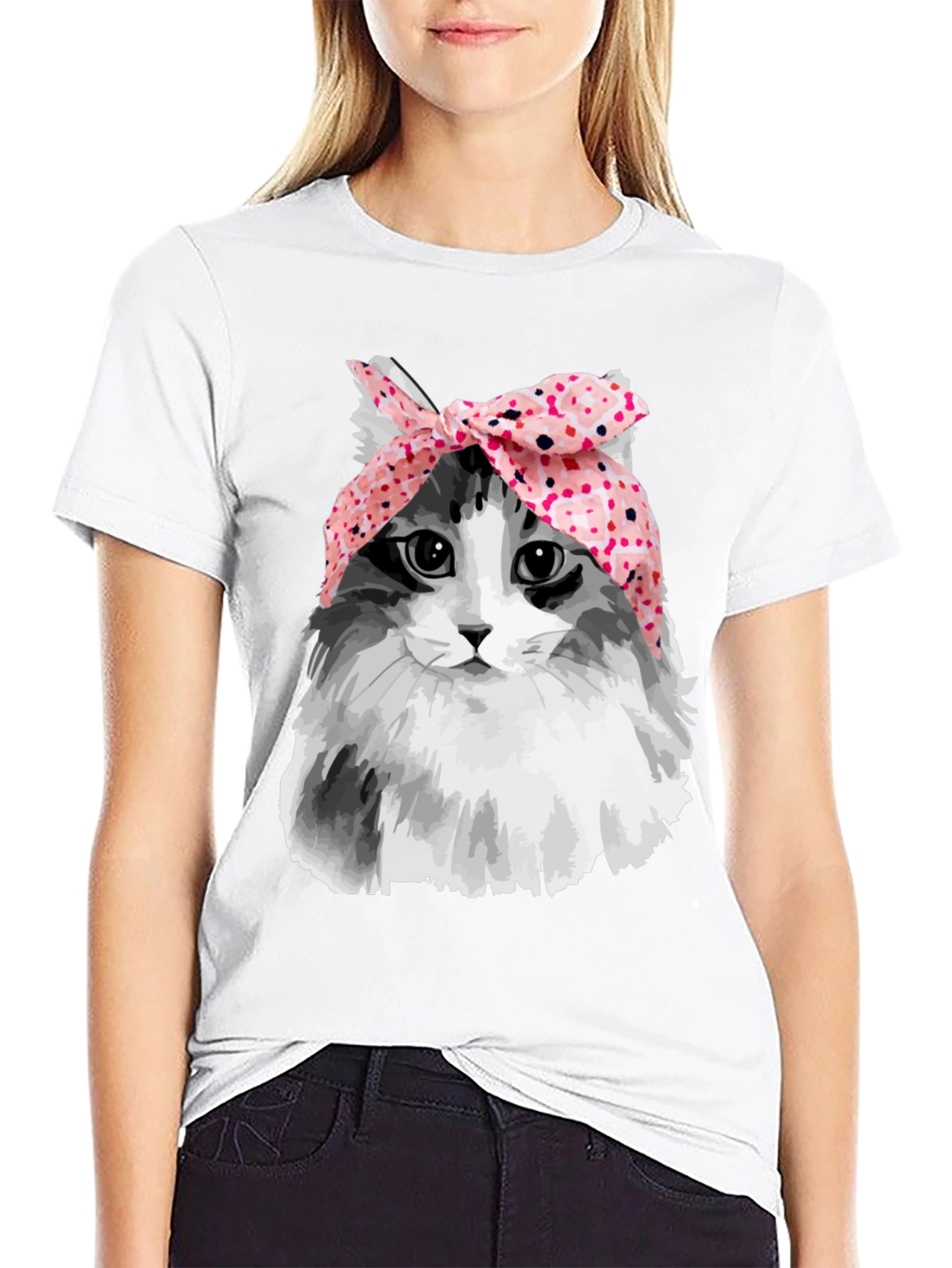 Cat with Headscarf T-Shirt - Unique Graphic Tee