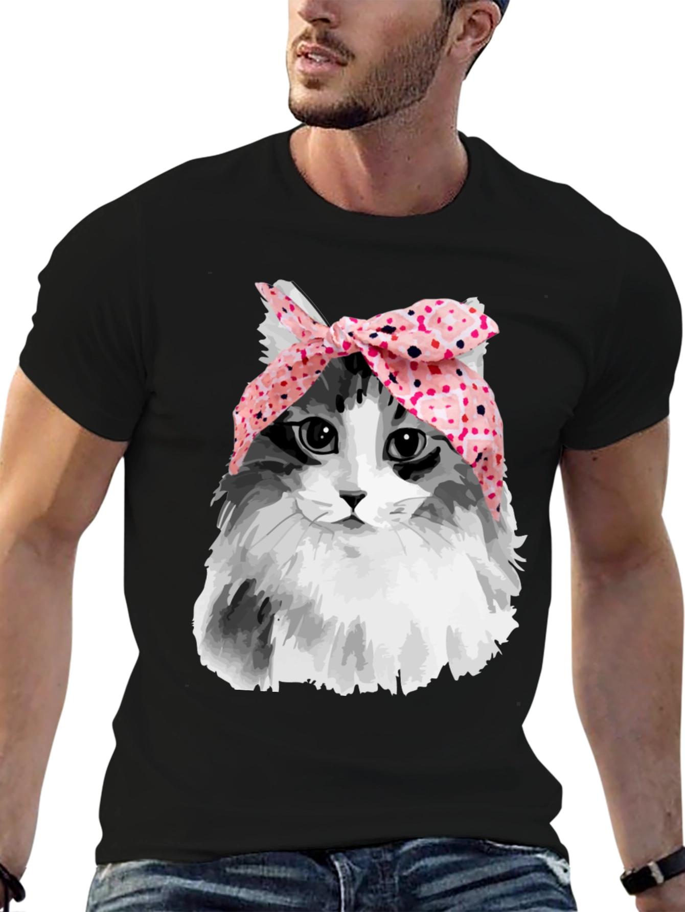 Cat with Headscarf T-Shirt - Unique Graphic Tee