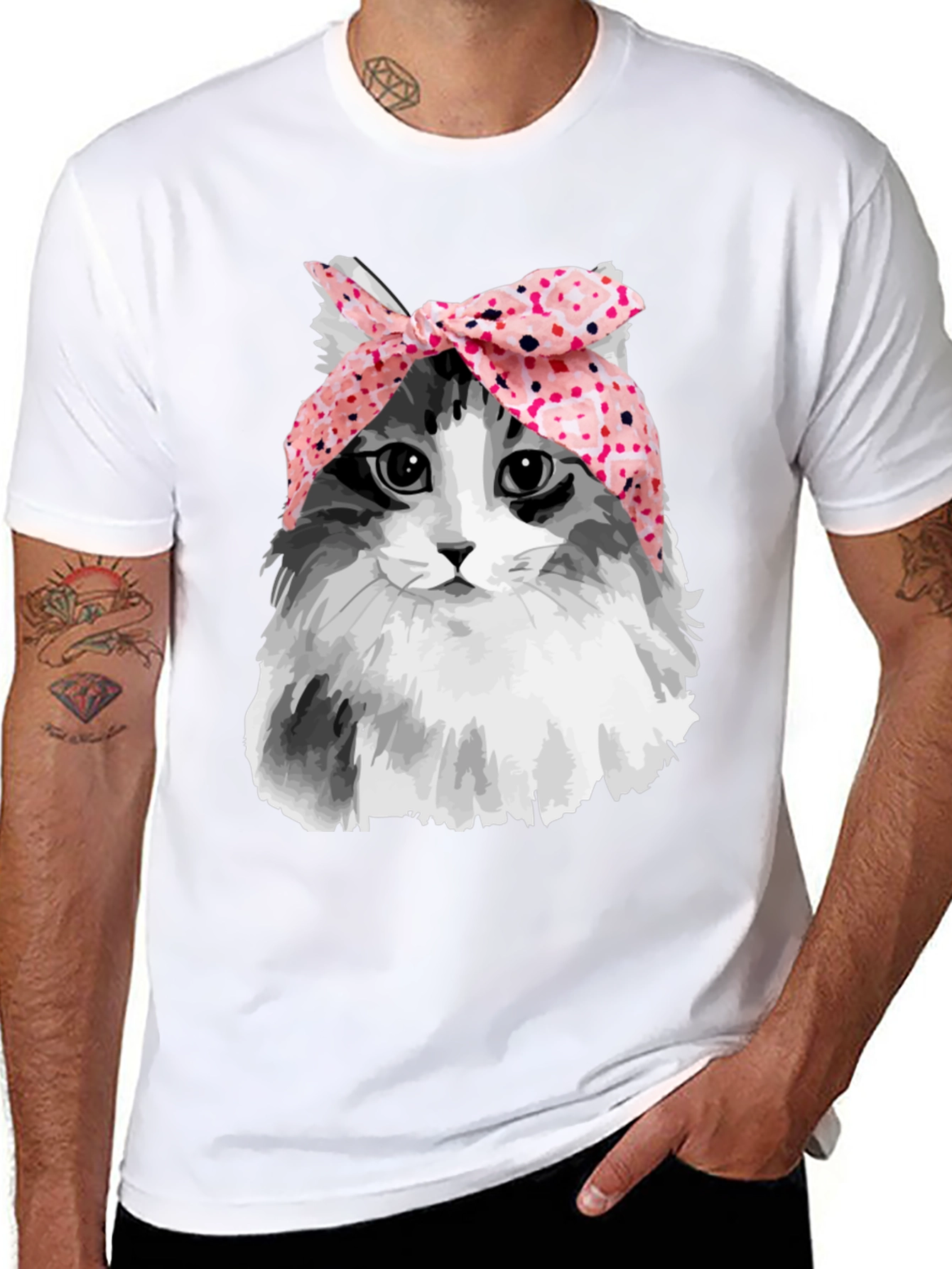 Cat with Headscarf T-Shirt - Unique Graphic Tee