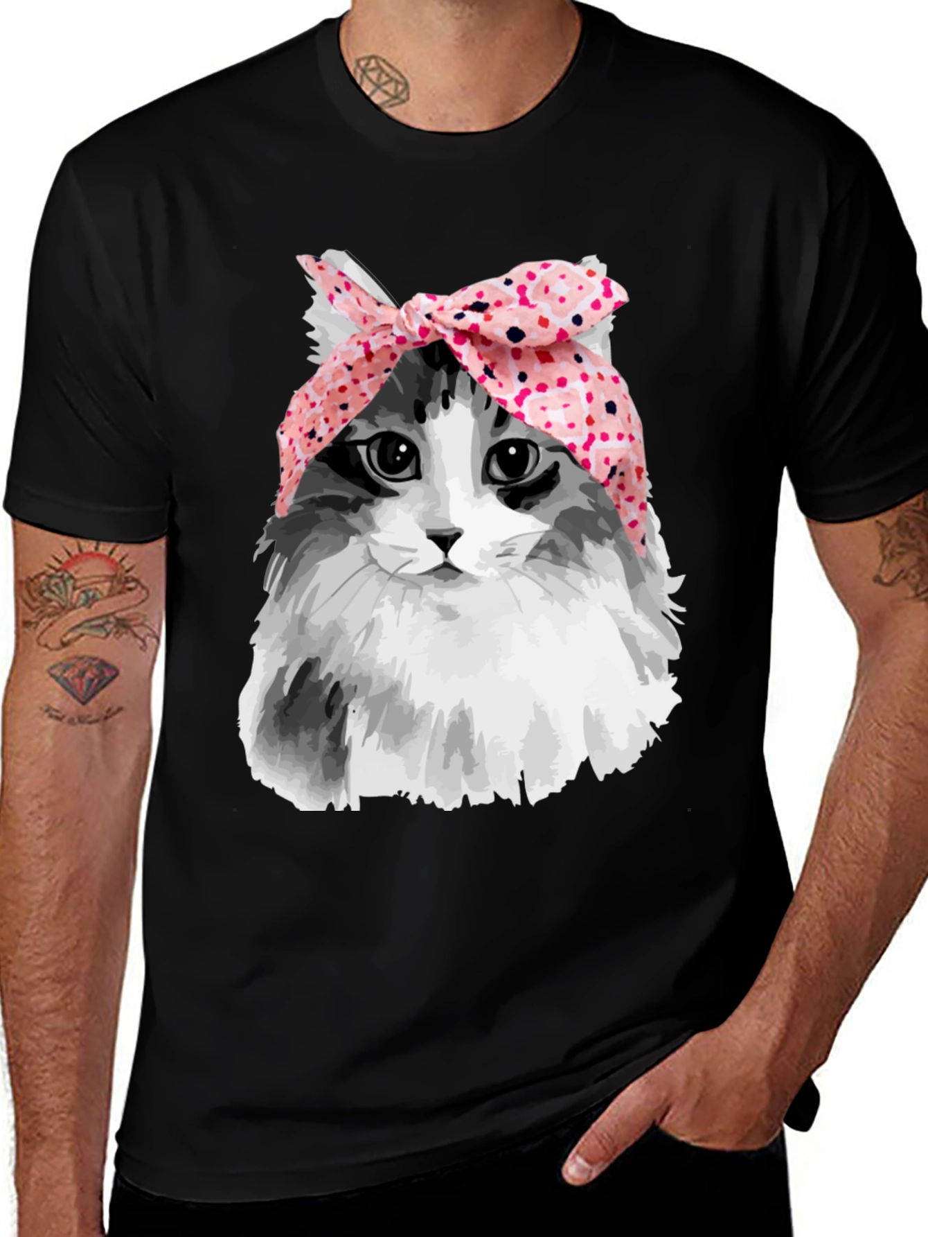Cat with Headscarf T-Shirt - Unique Graphic Tee