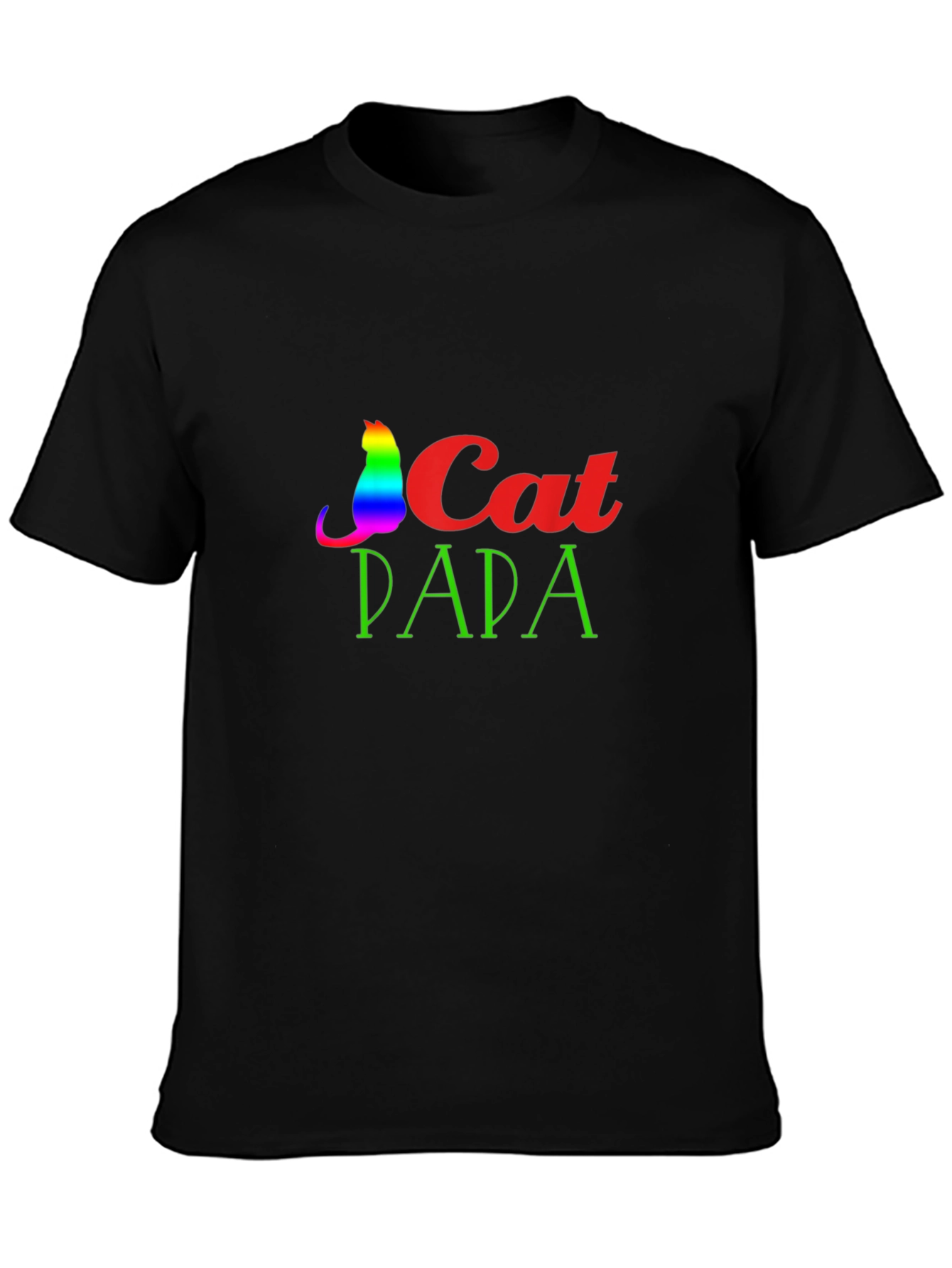 Cat Papa Graphic T-Shirt - Rainbow Cat Dad Tee