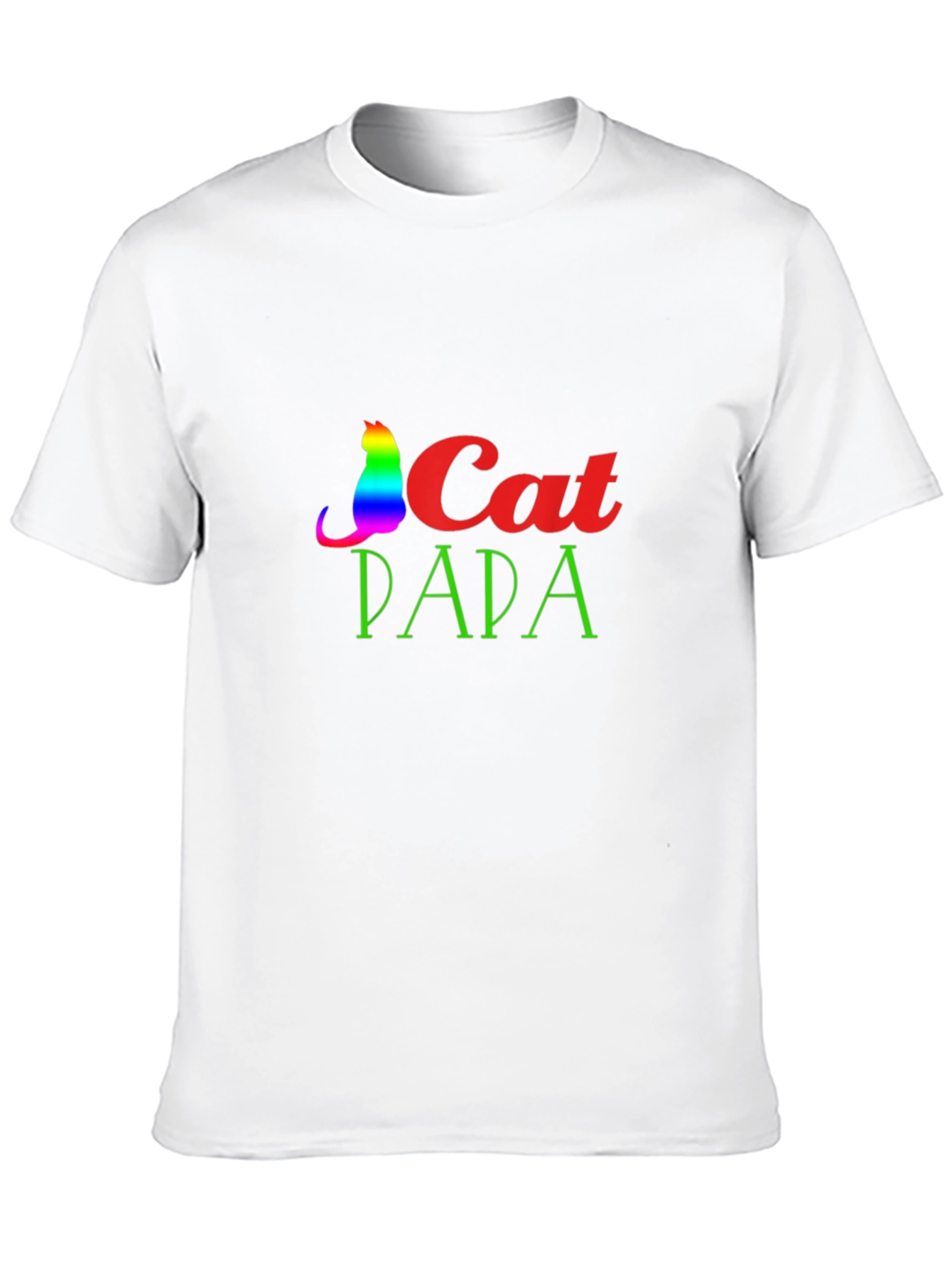 Cat Papa Graphic T-Shirt - Rainbow Cat Dad Tee