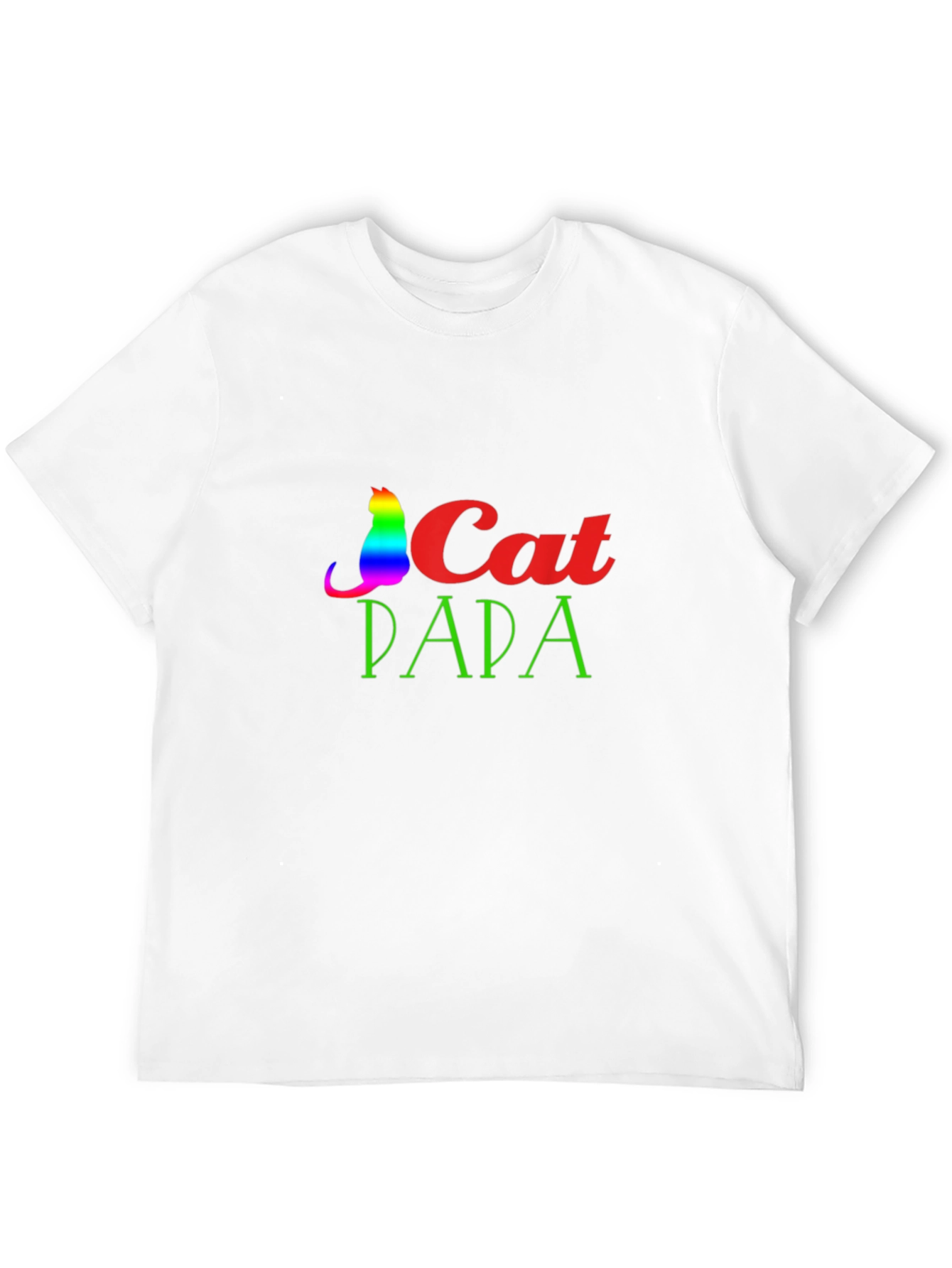 Cat Papa Graphic T-Shirt - Rainbow Cat Dad Tee