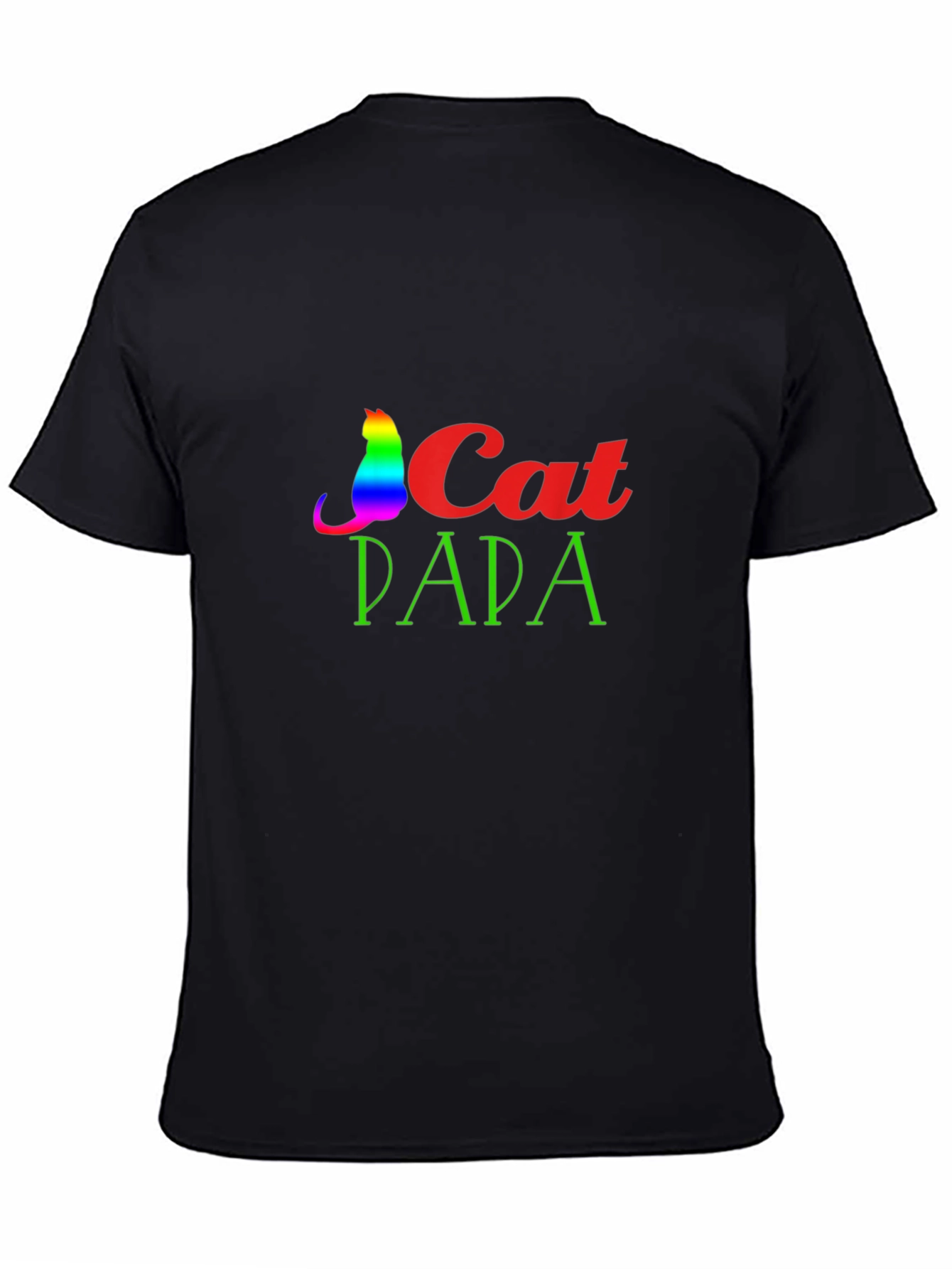 Cat Papa Graphic T-Shirt - Rainbow Cat Dad Tee