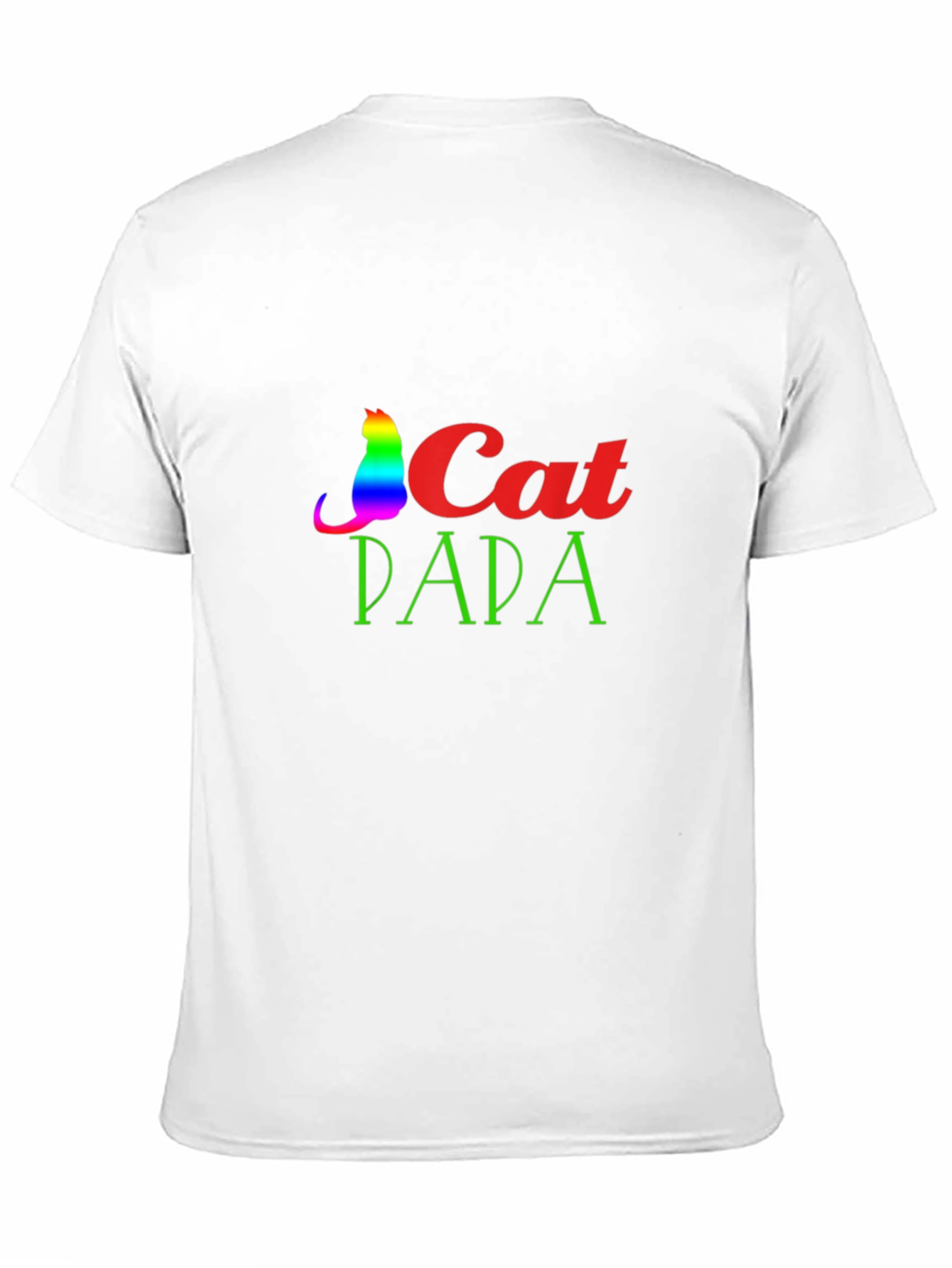 Cat Papa Graphic T-Shirt - Rainbow Cat Dad Tee