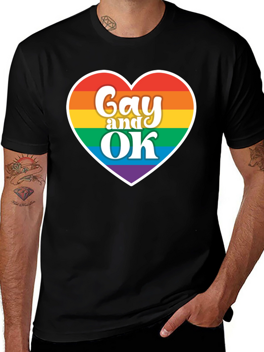 Gay and OK Rainbow Heart T-Shirt - Pride Apparel