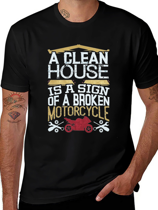 Clean House Broken Motorcycle Graphic T-Shirt