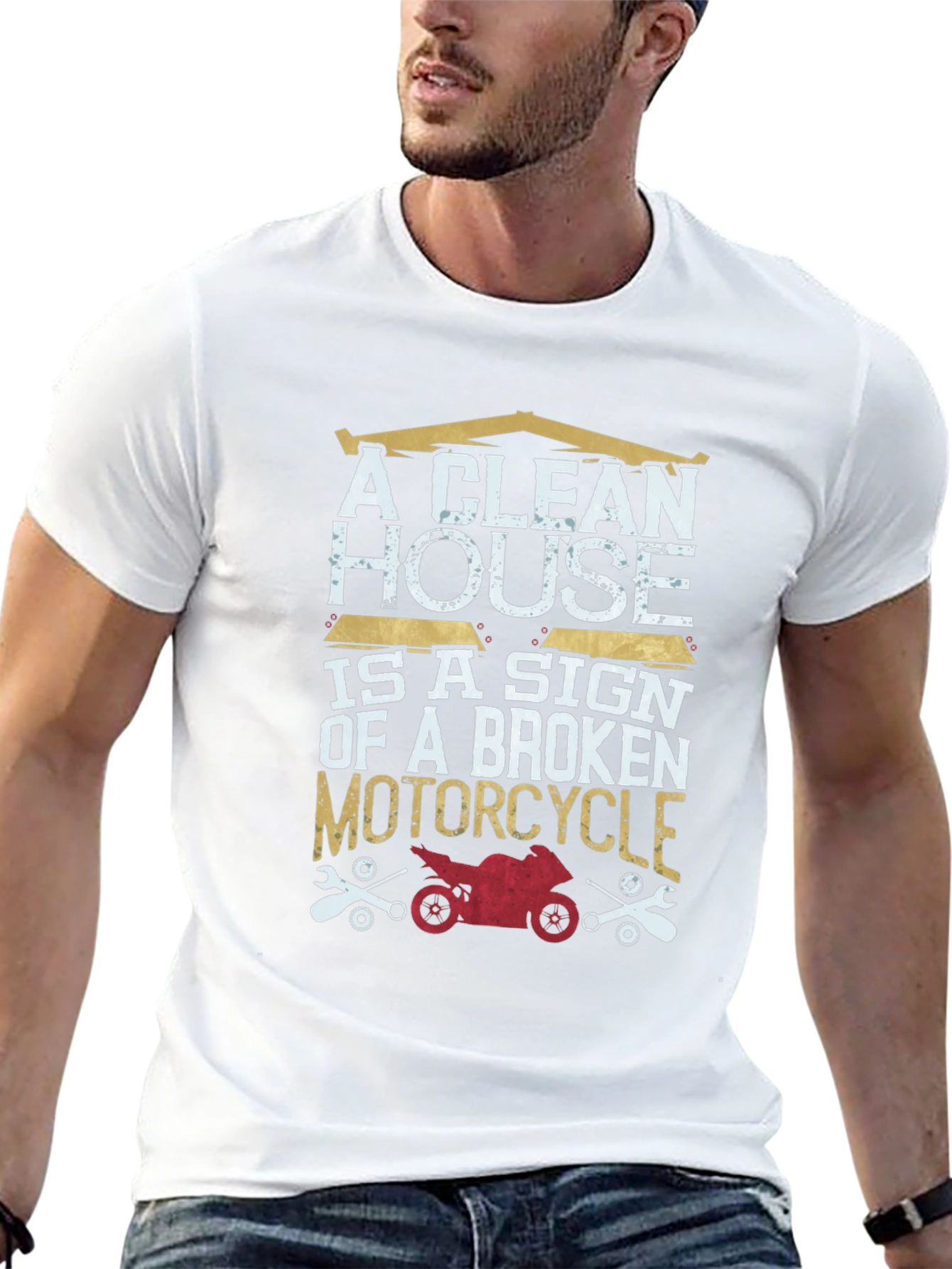 Clean House Broken Motorcycle Graphic T-Shirt