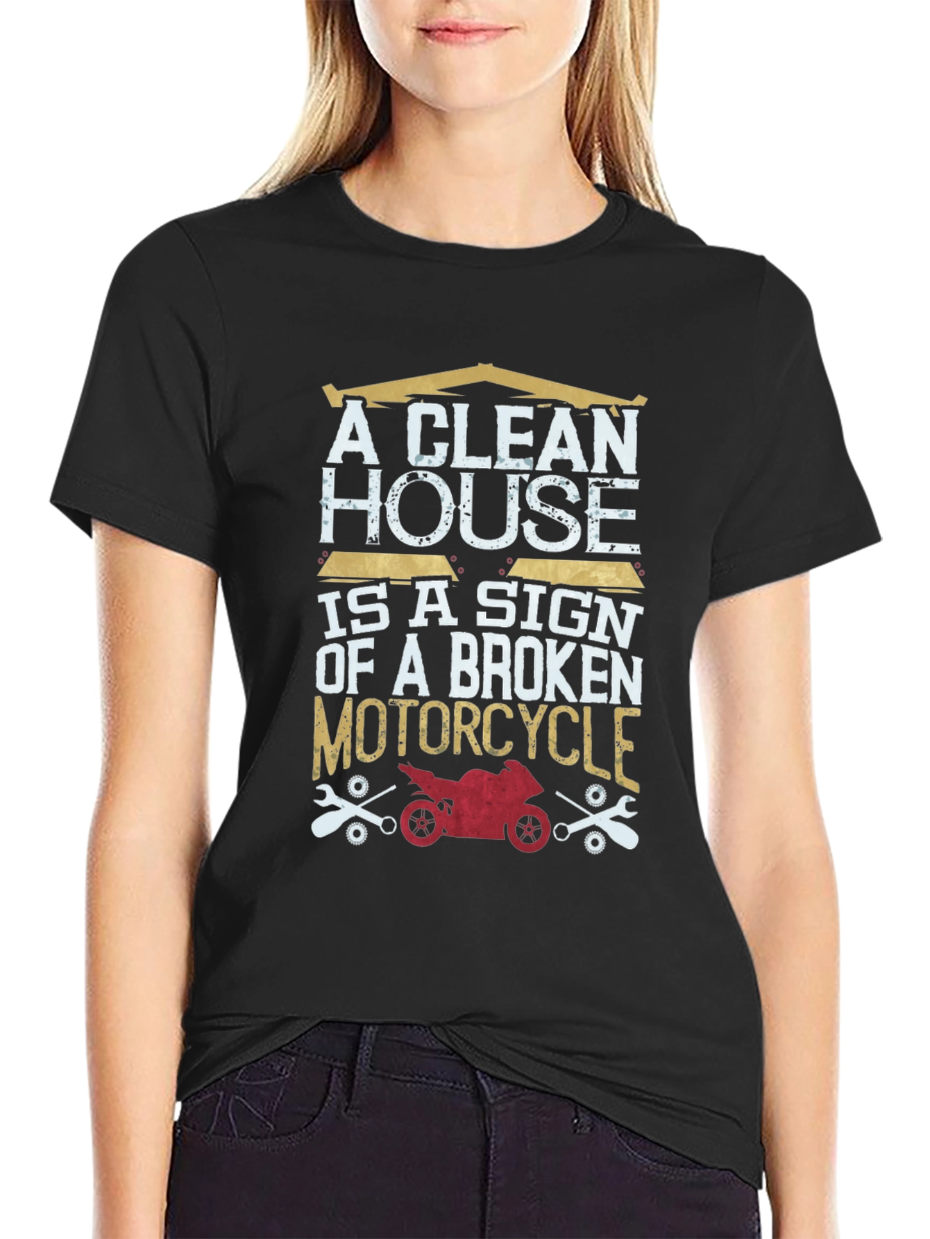 Clean House Broken Motorcycle Graphic T-Shirt