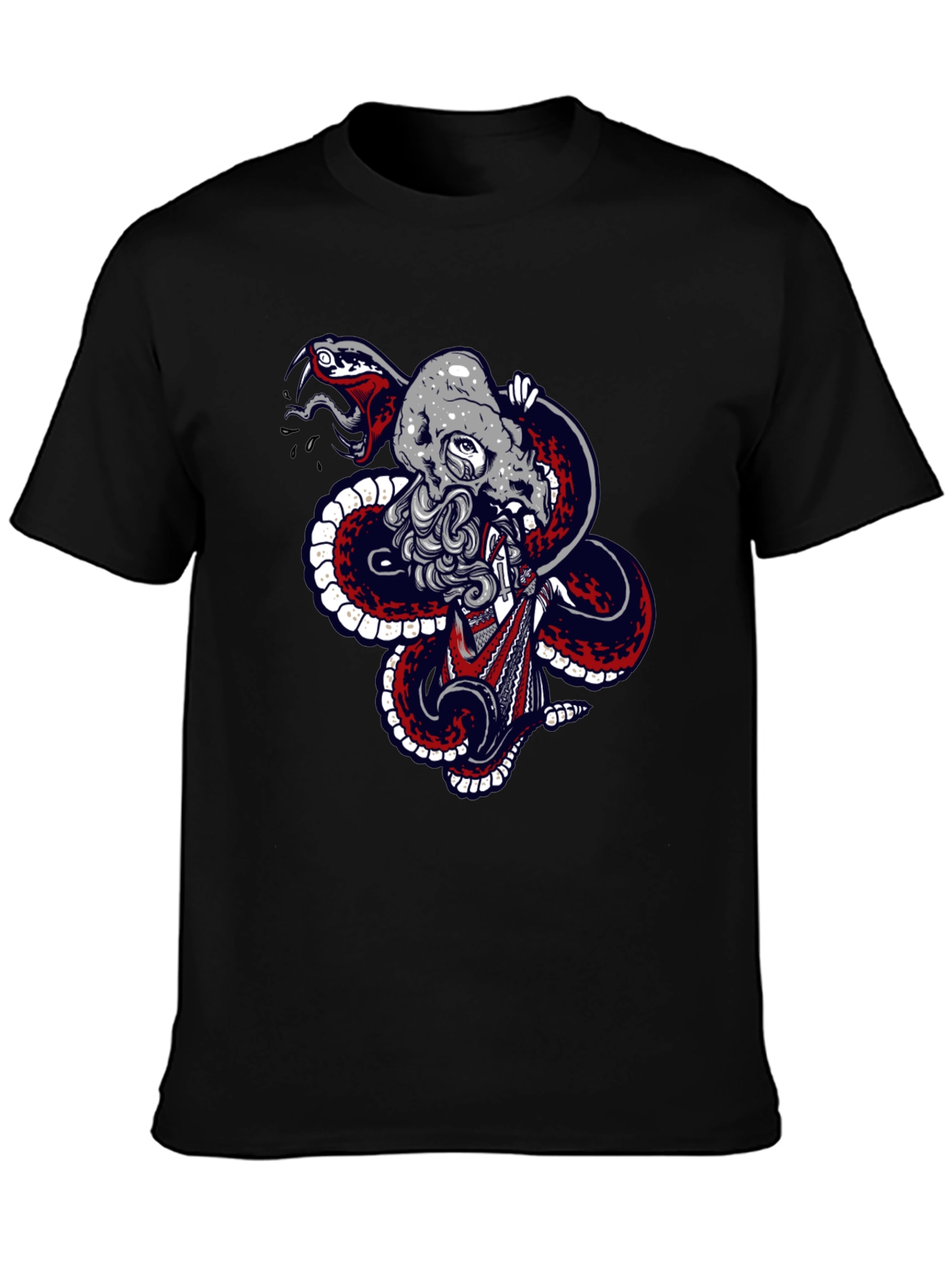 Skull & Snake Graphic Tee - Mens Black T-Shirt