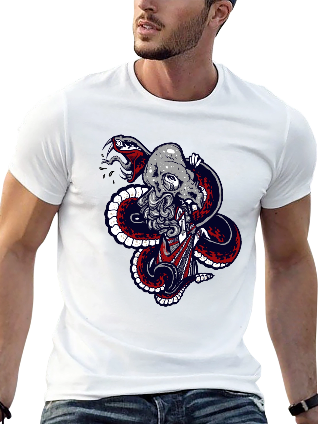 Skull & Snake Graphic Tee - Mens Black T-Shirt