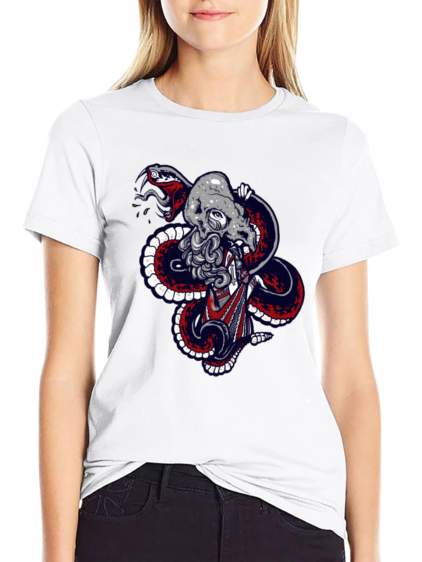 Skull & Snake Graphic Tee - Mens Black T-Shirt