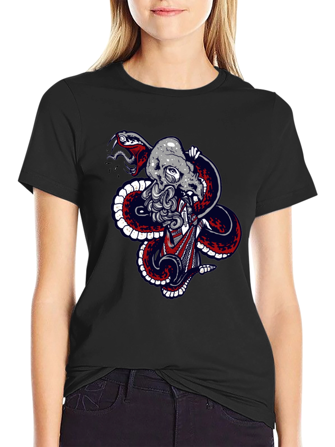 Skull & Snake Graphic Tee - Mens Black T-Shirt