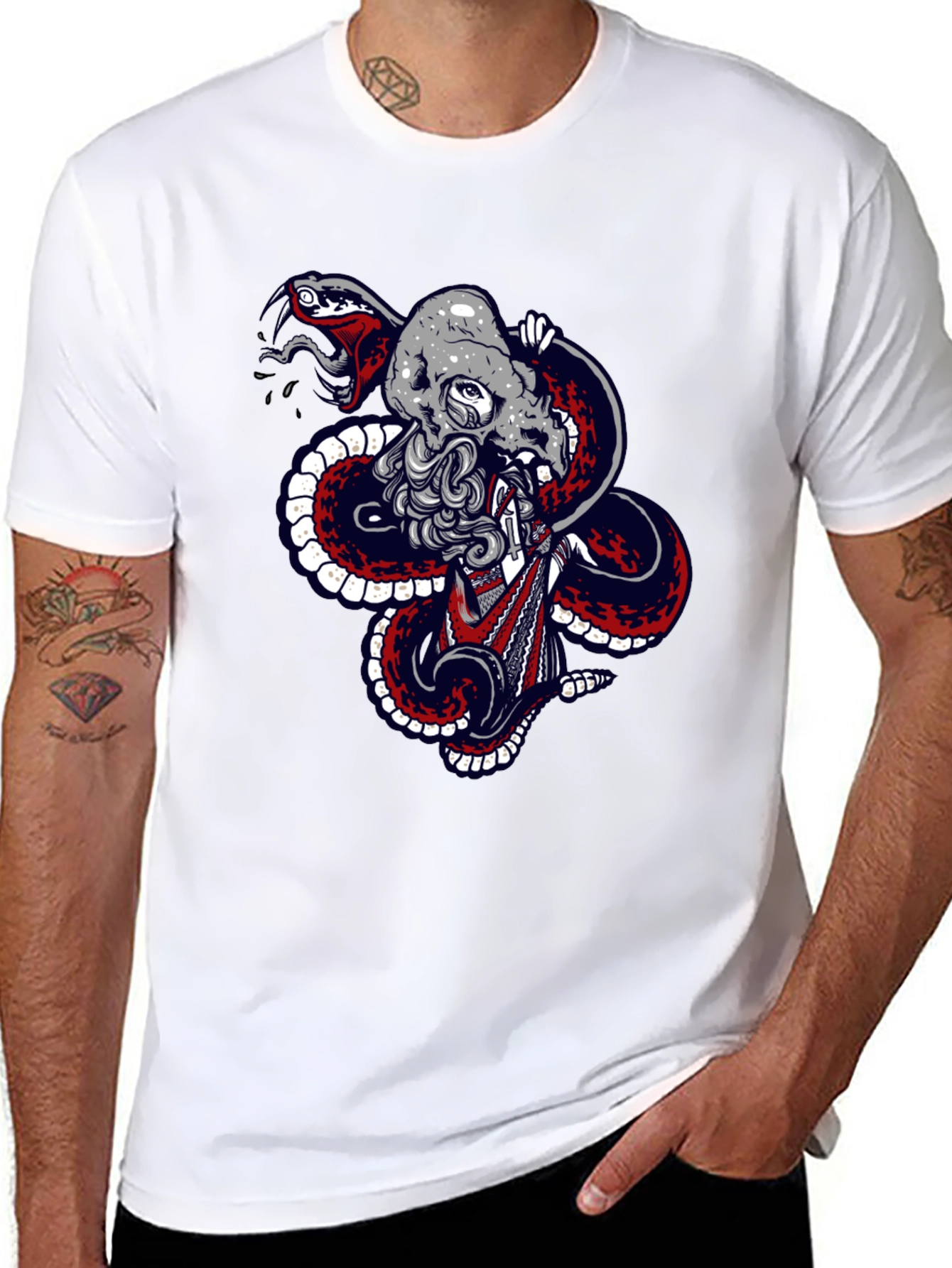 Skull & Snake Graphic Tee - Mens Black T-Shirt