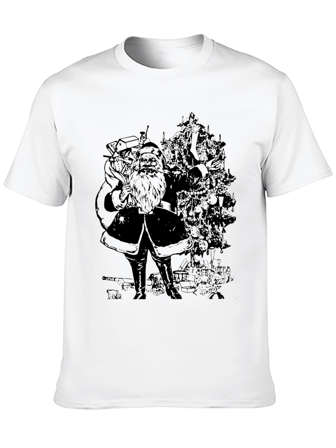 Santas Christmas Tree T-Shirt - Black