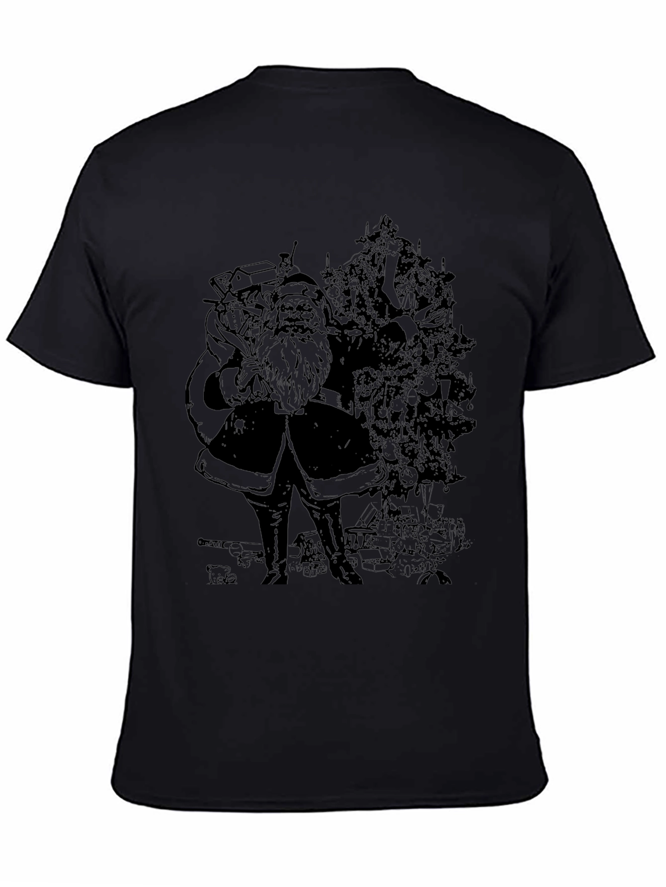 Santas Christmas Tree T-Shirt - Black