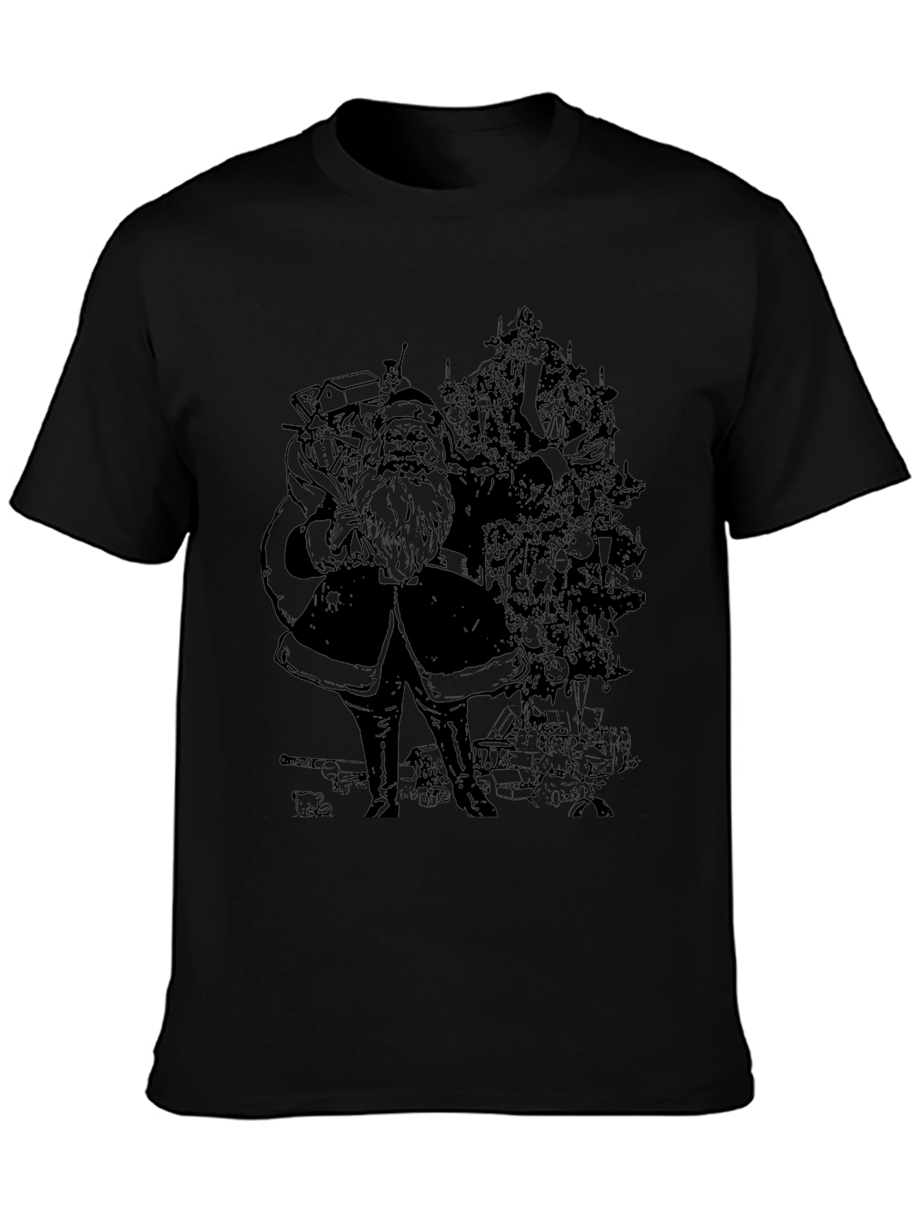 Santas Christmas Tree T-Shirt - Black