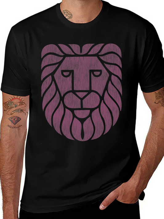 Lion Head Graphic T-Shirt - Stylish Black Tee