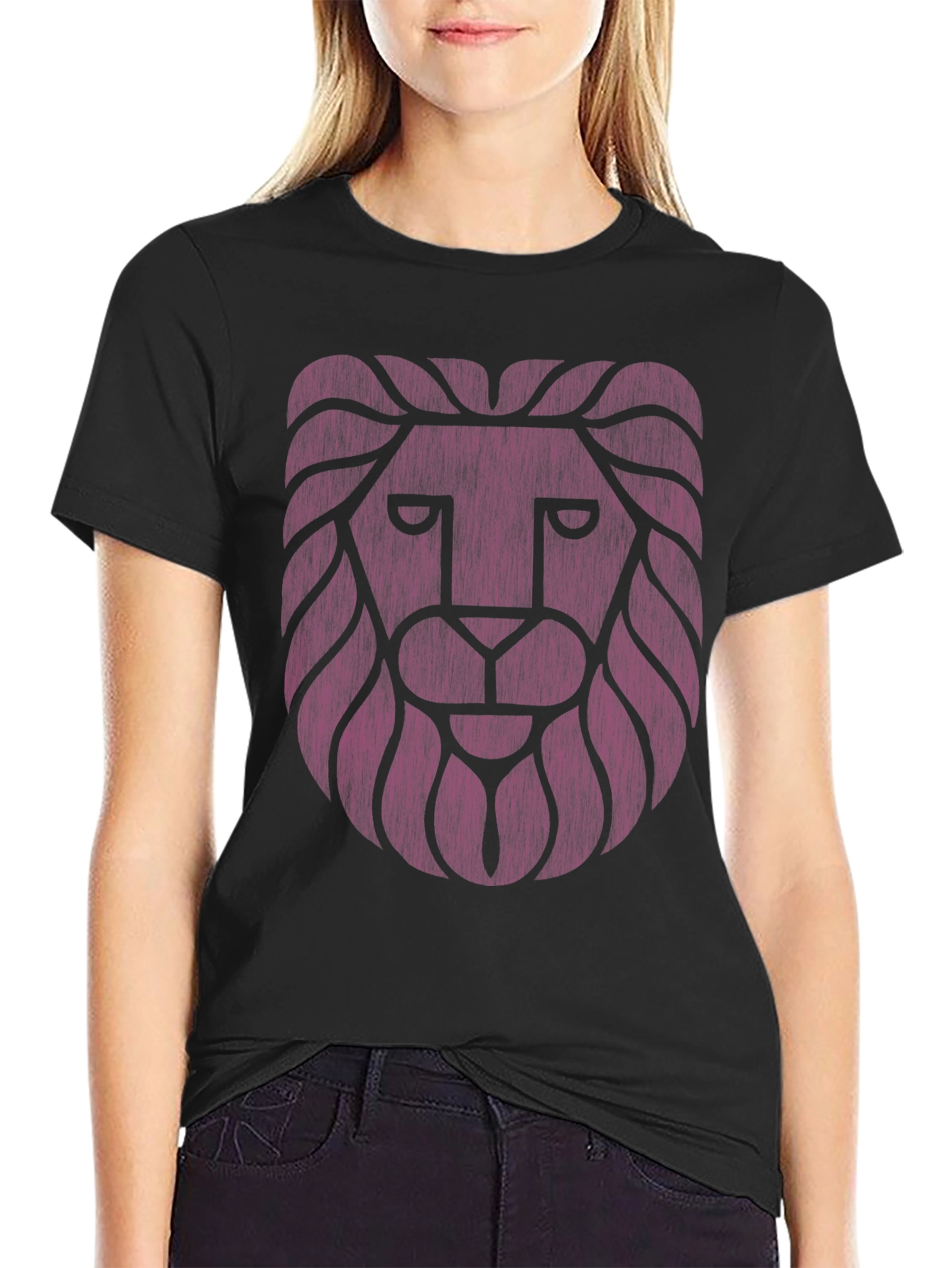 Lion Head Graphic T-Shirt - Stylish Black Tee