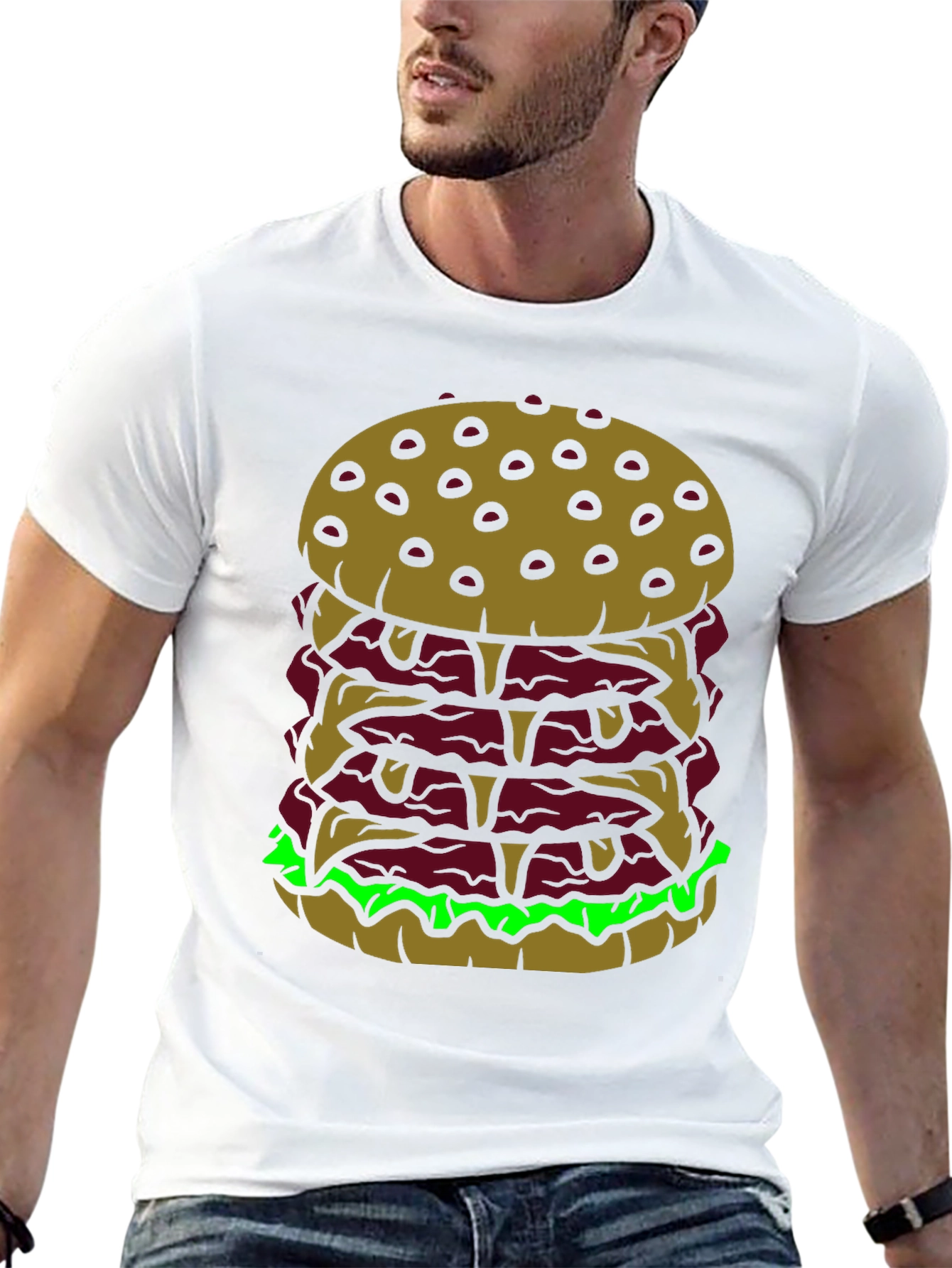Burger Stack Graphic Tee - Funny Food Shirt