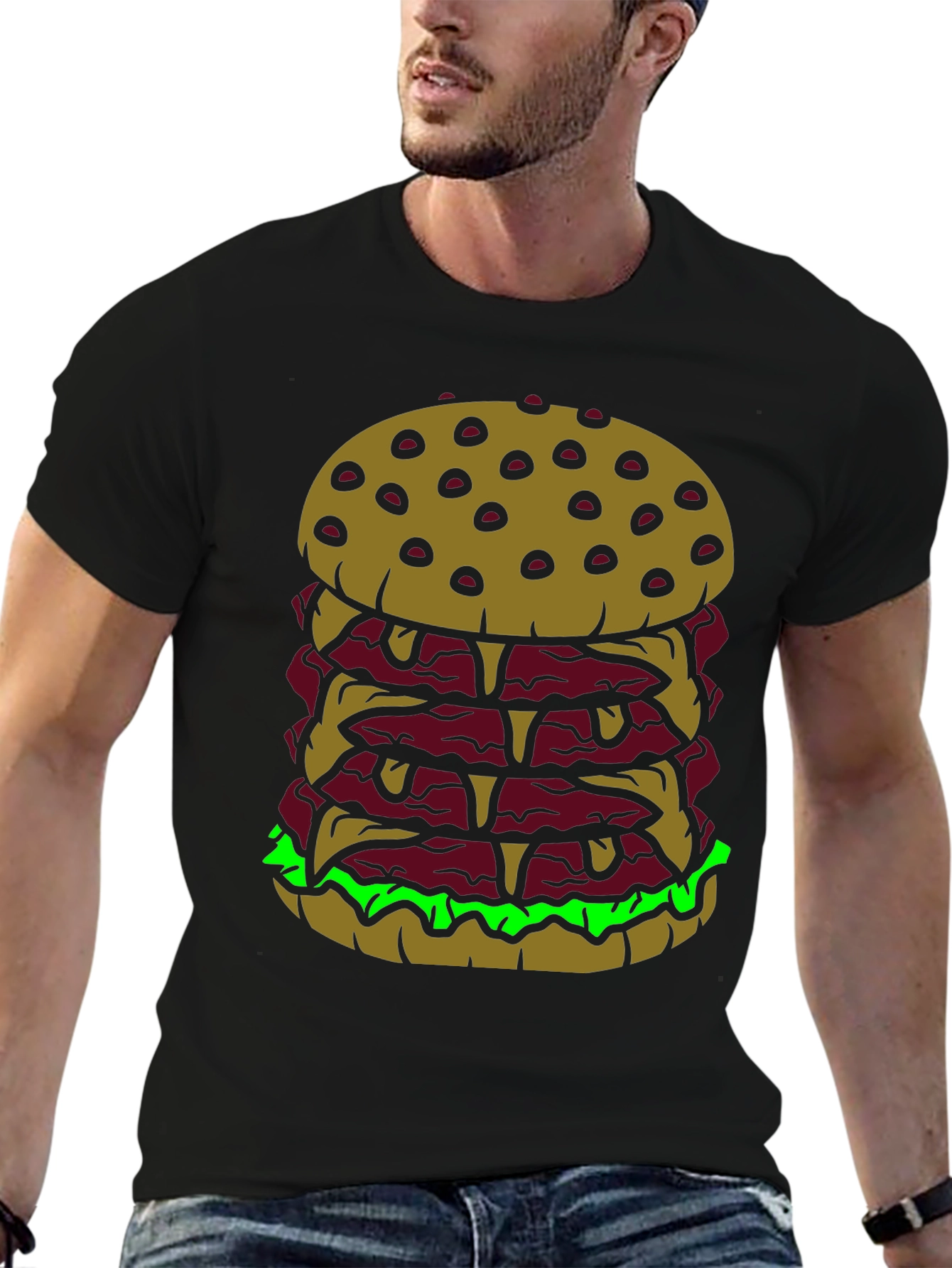 Burger Stack Graphic Tee - Funny Food Shirt