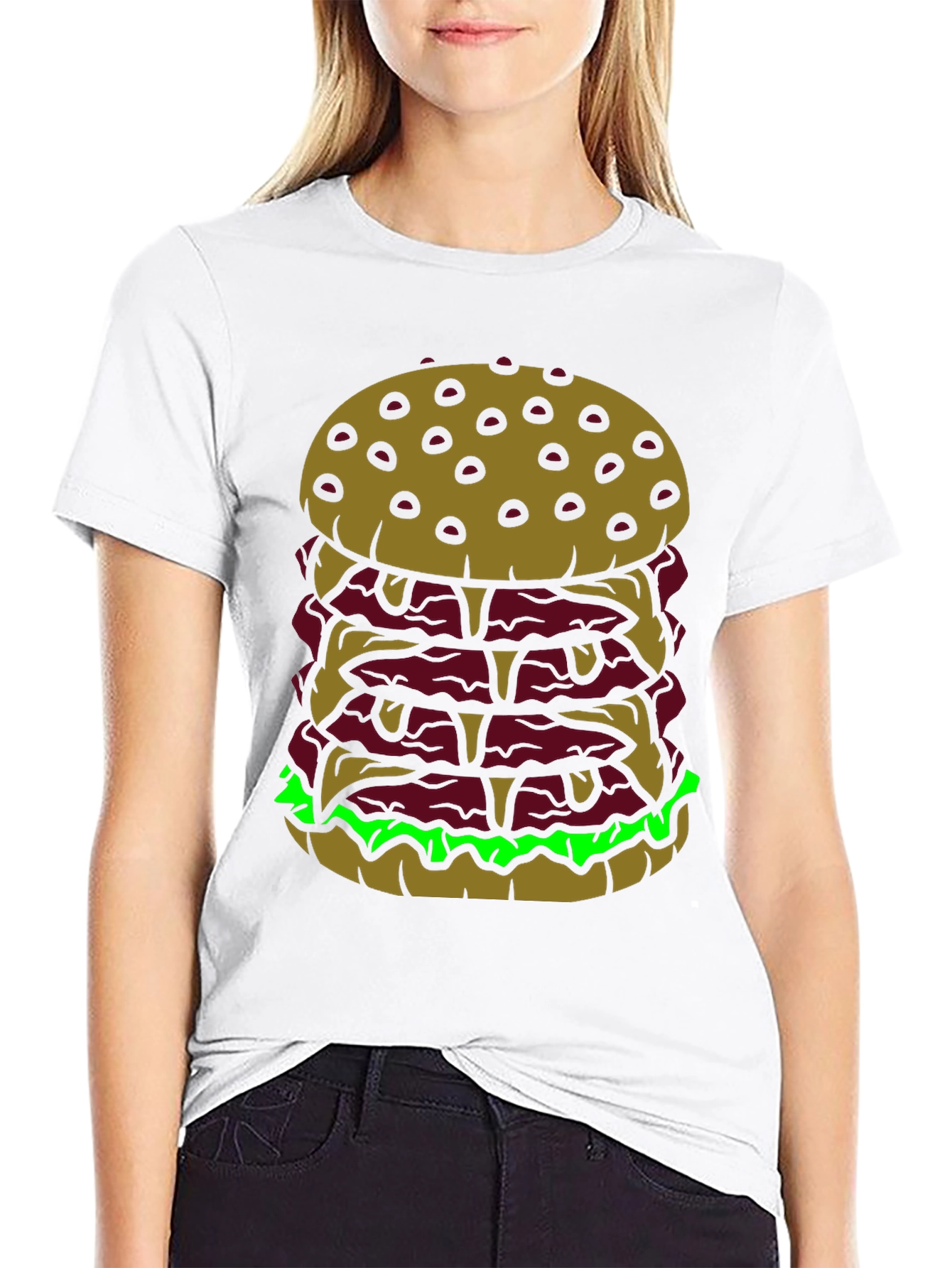 Burger Stack Graphic Tee - Funny Food Shirt