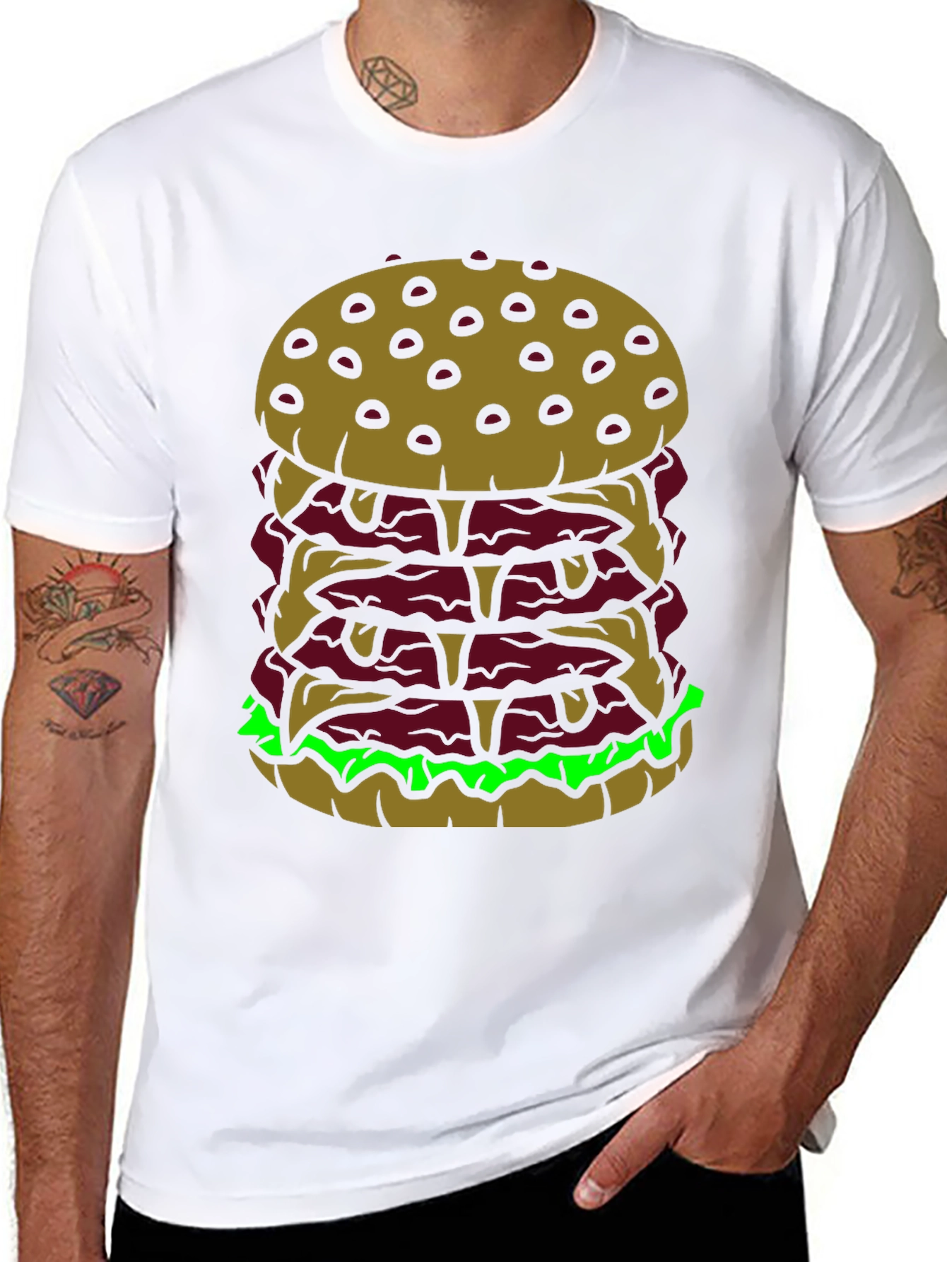 Burger Stack Graphic Tee - Funny Food Shirt