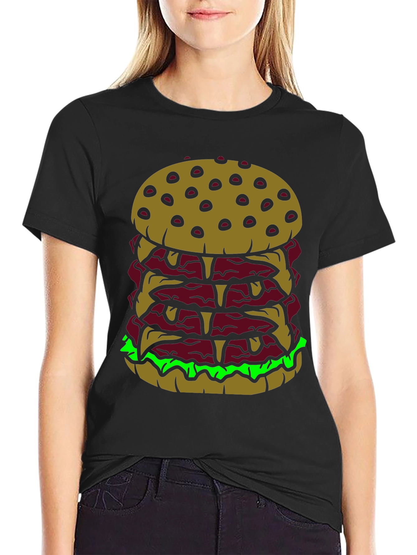 Burger Stack Graphic Tee - Funny Food Shirt