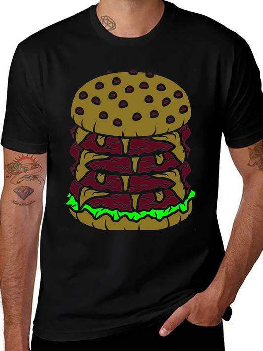 Burger Stack Graphic Tee - Funny Food Shirt