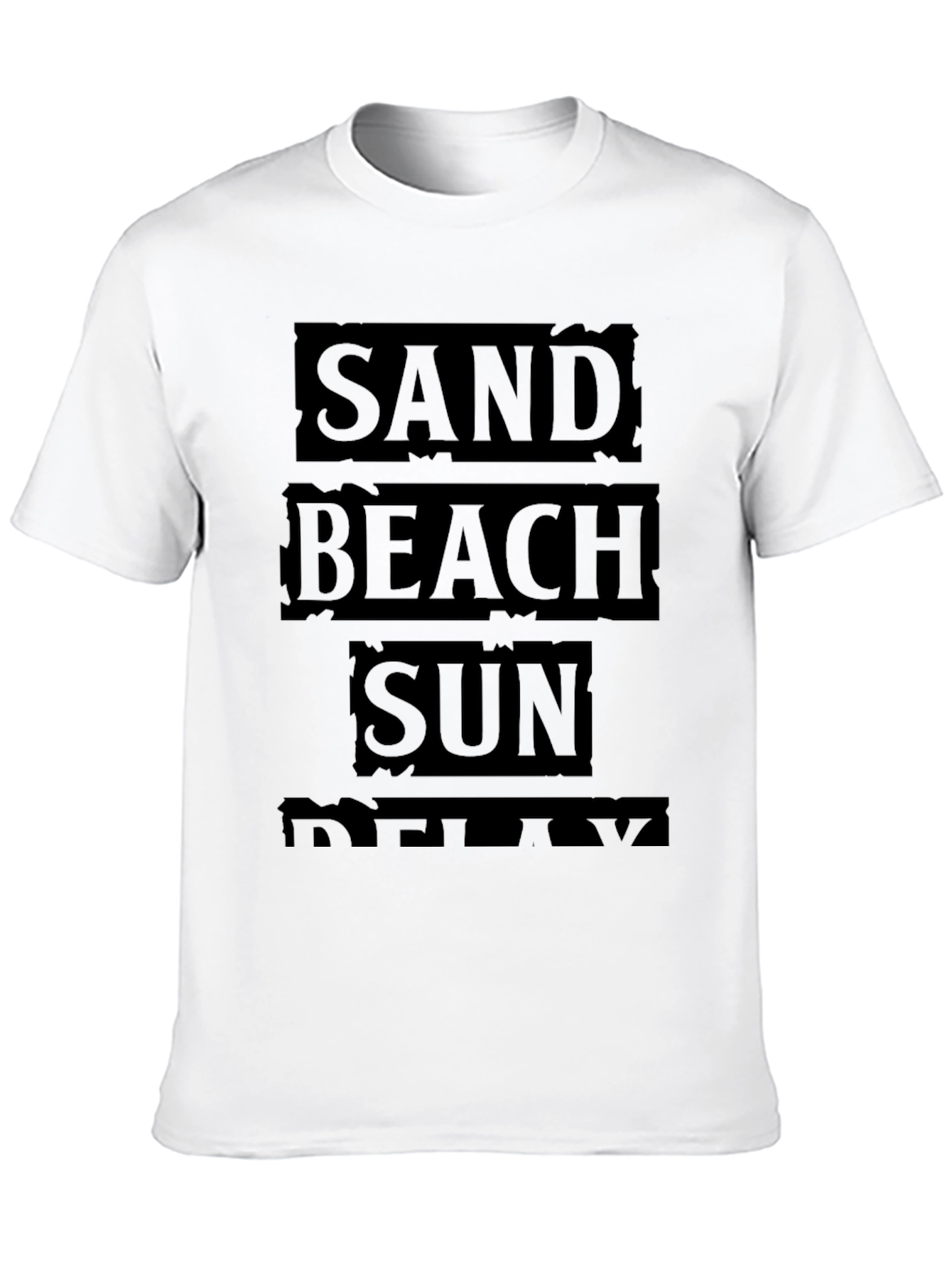 Sand Beach Sun Relax Black Graphic T-Shirt