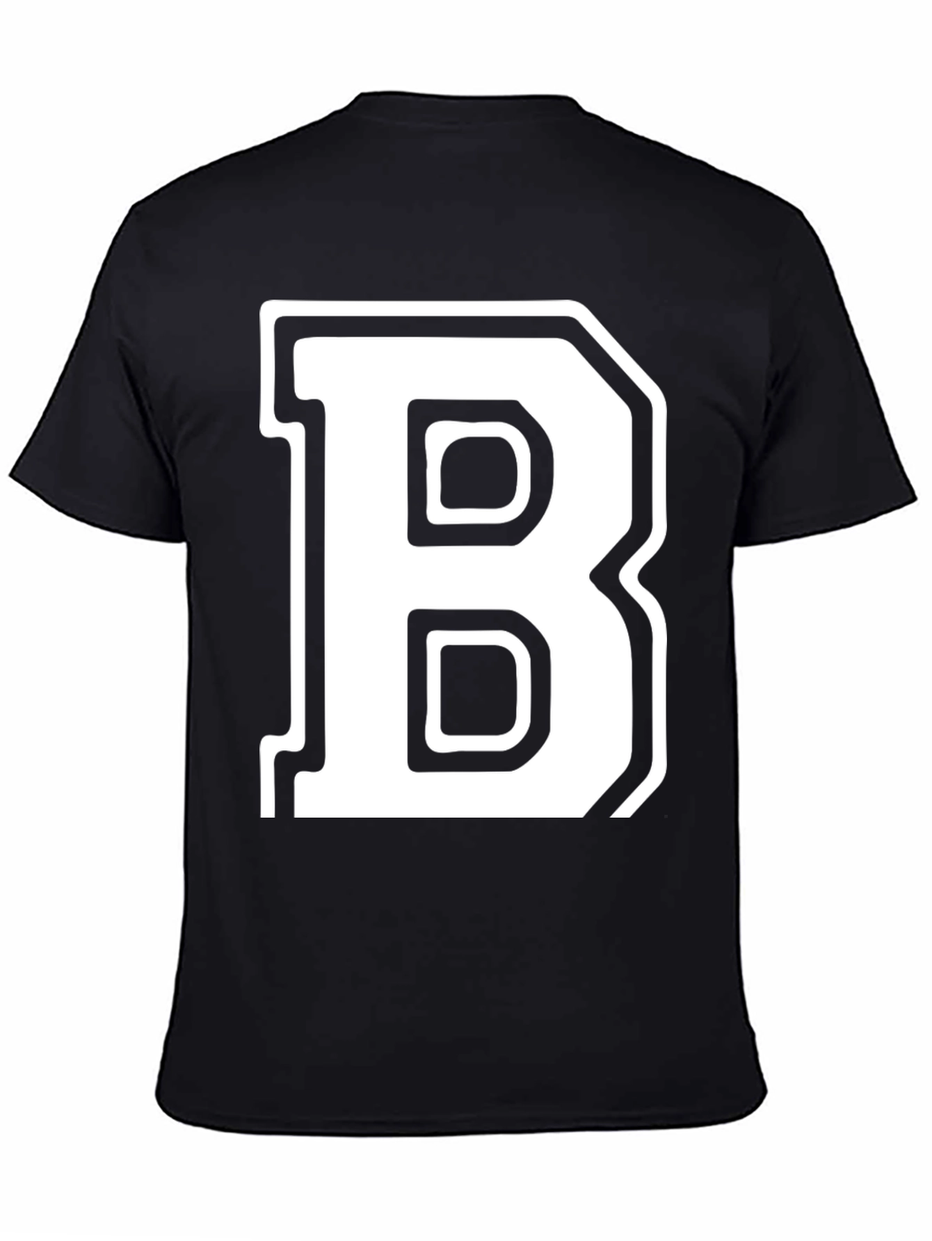 Bold Initial B Black T-Shirt - Classic Varsity Style