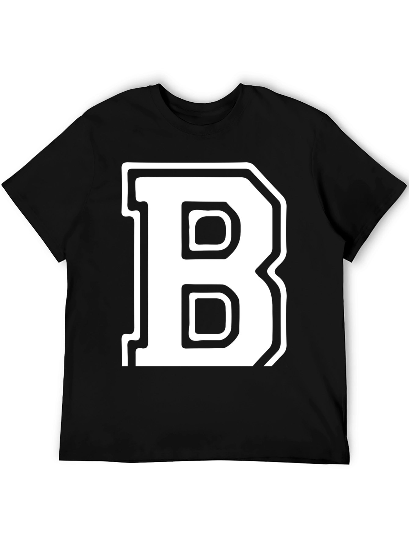 Bold Initial B Black T-Shirt - Classic Varsity Style