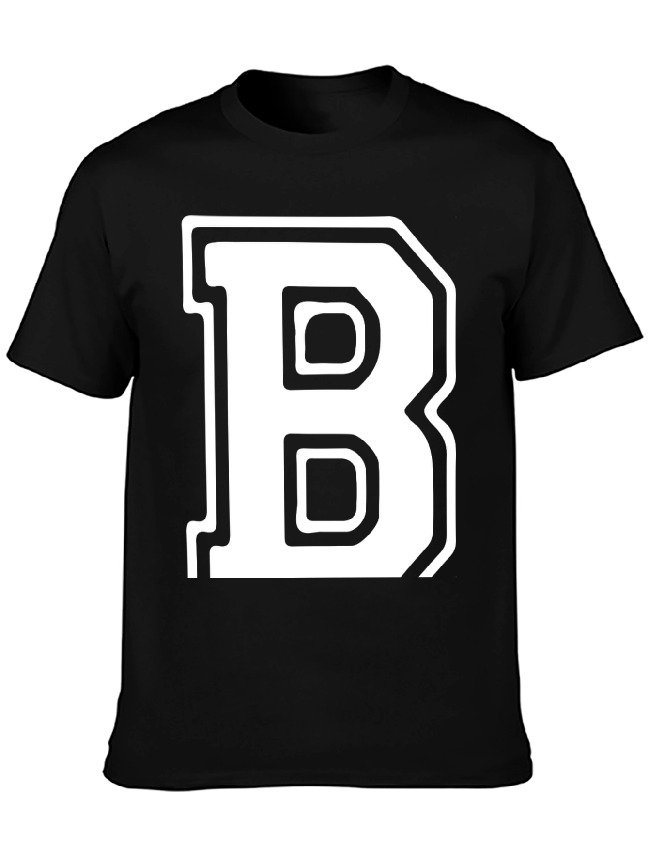 Bold Initial B Black T-Shirt - Classic Varsity Style