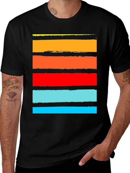 Retro Stripe Graphic Tee - Bold Summer Colors