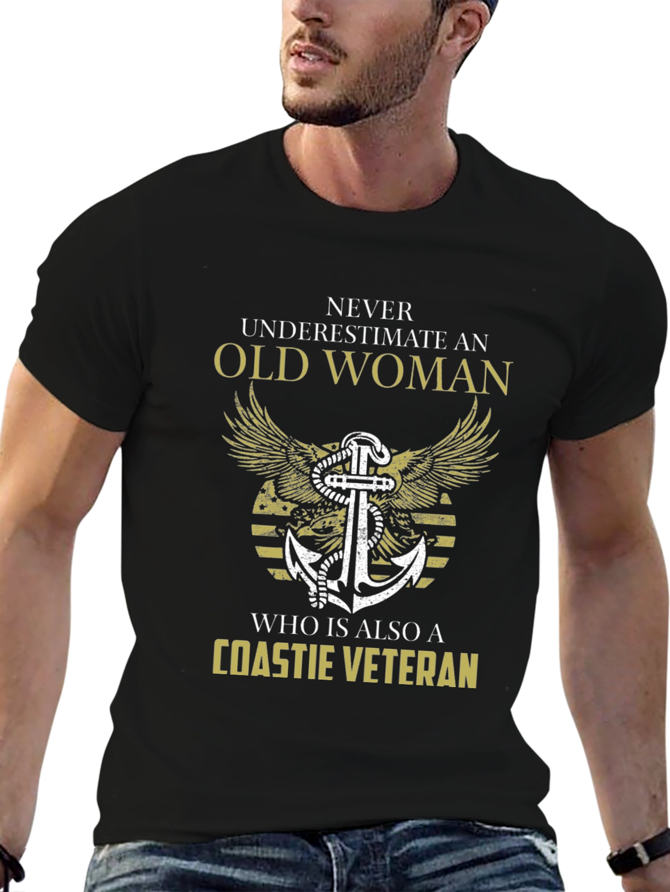 Coastie Veteran Old Woman Graphic T-Shirt