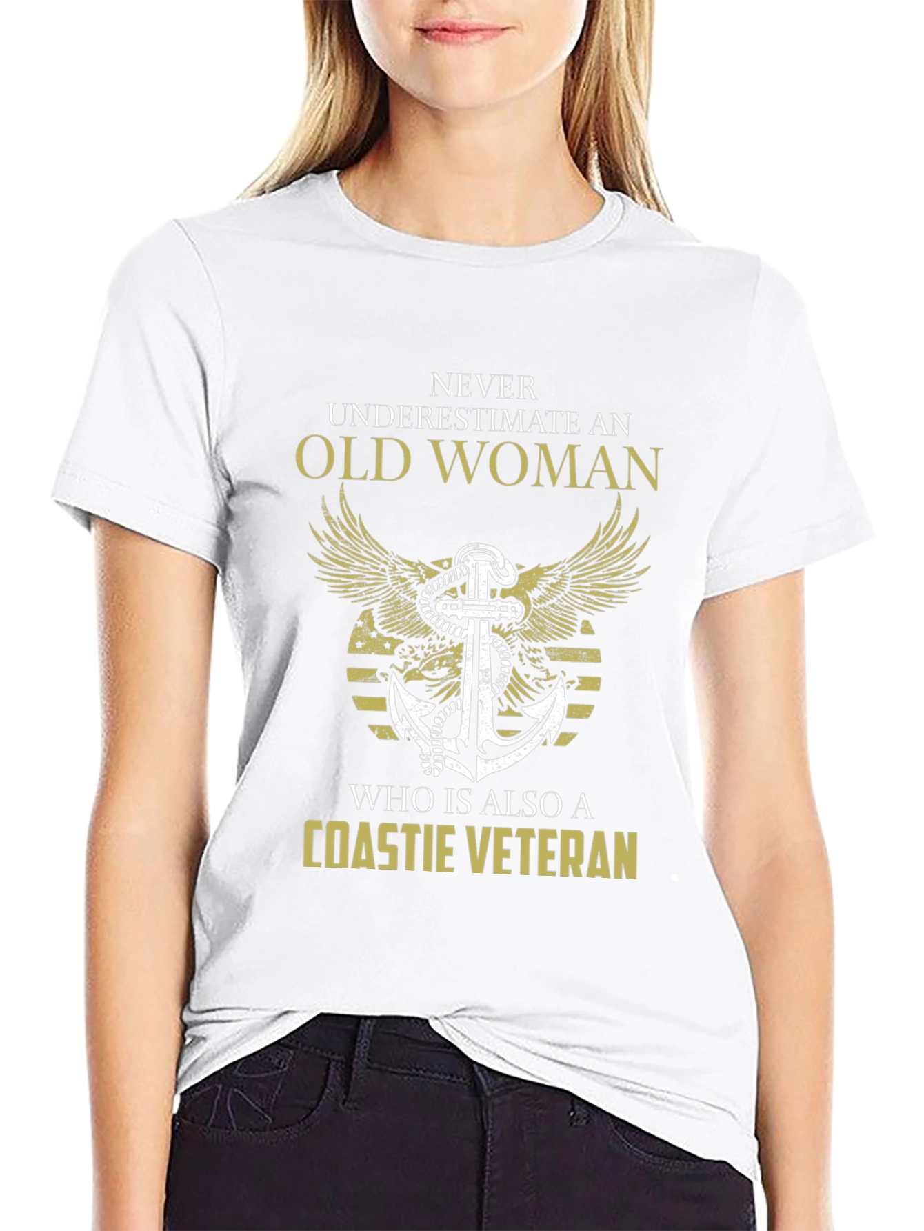 Coastie Veteran Old Woman Graphic T-Shirt