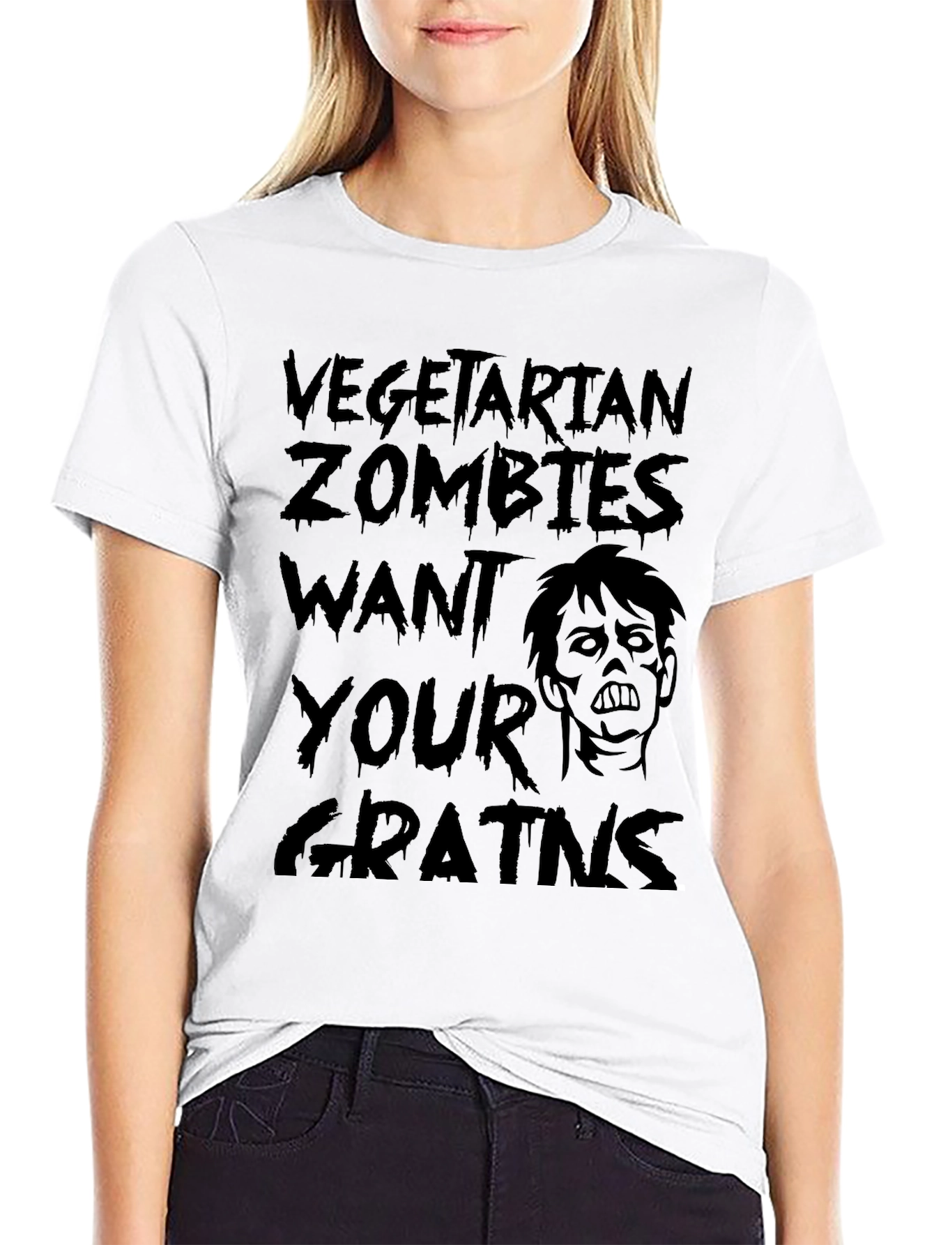Vegetarian Zombies Want Your Grains Black T-Shirt