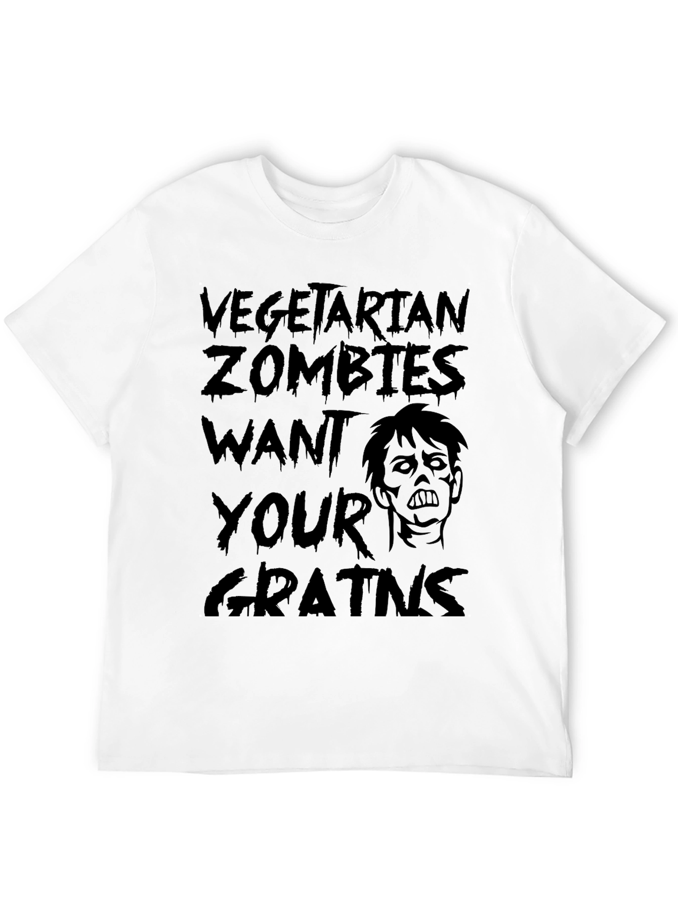 Vegetarian Zombies Want Your Grains Black T-Shirt