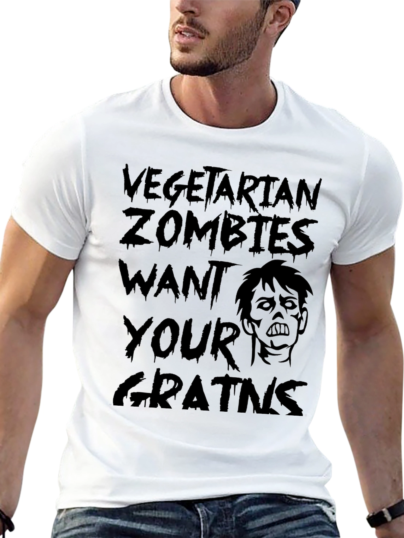 Vegetarian Zombies Want Your Grains Black T-Shirt