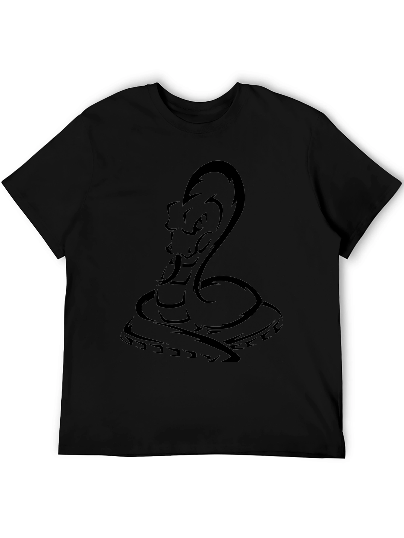 Mens Black Cobra Snake Graphic T-Shirt