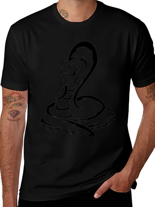 Mens Black Cobra Snake Graphic T-Shirt