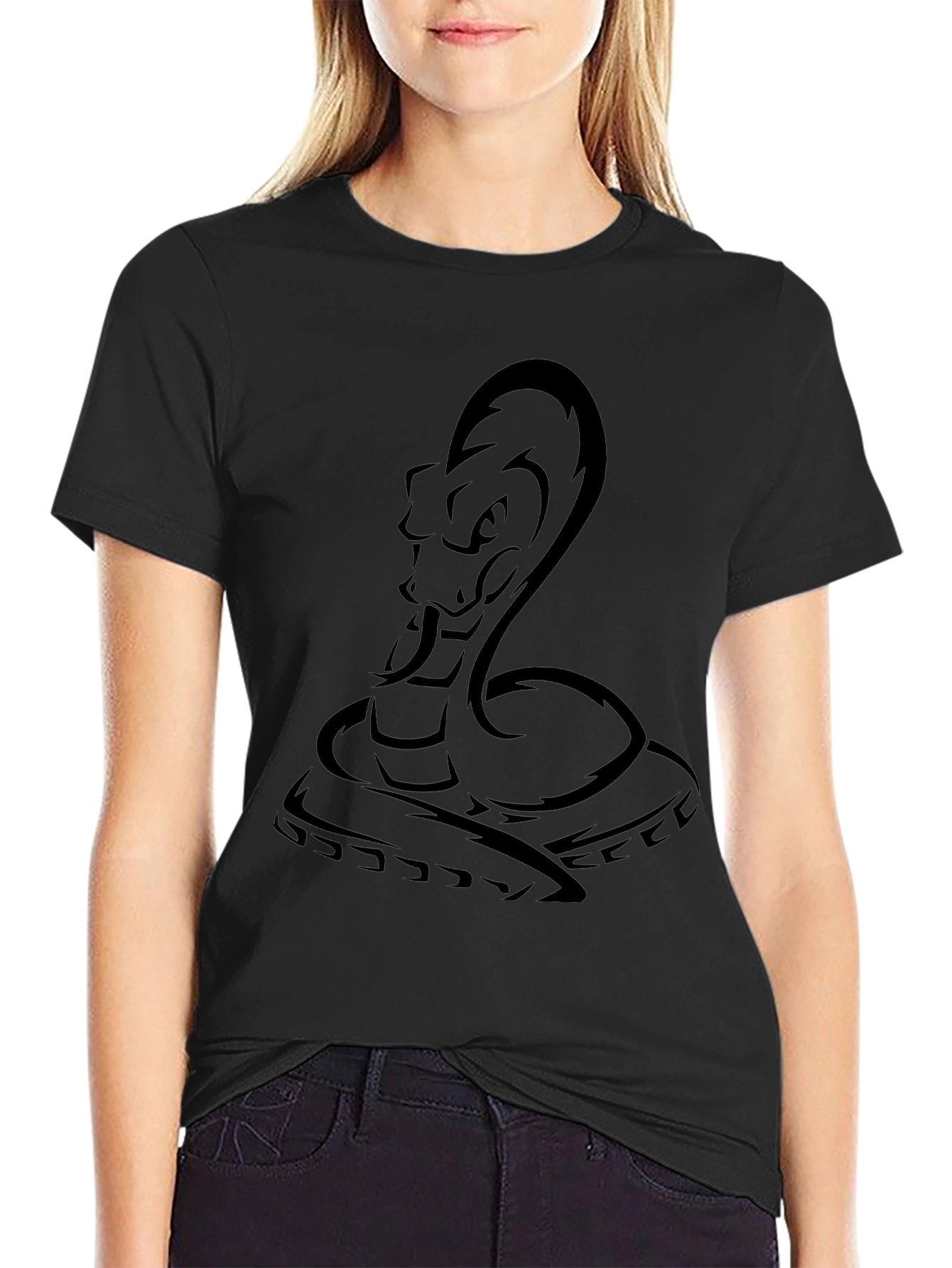 Mens Black Cobra Snake Graphic T-Shirt
