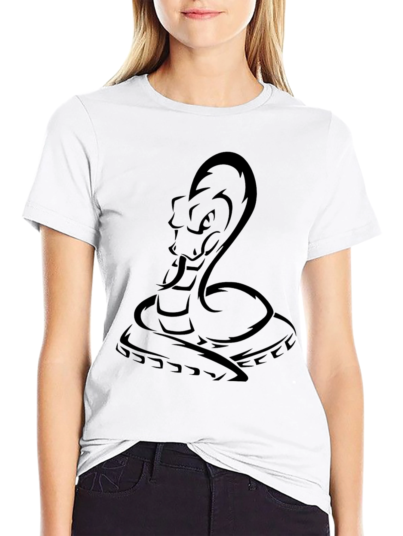Mens Black Cobra Snake Graphic T-Shirt