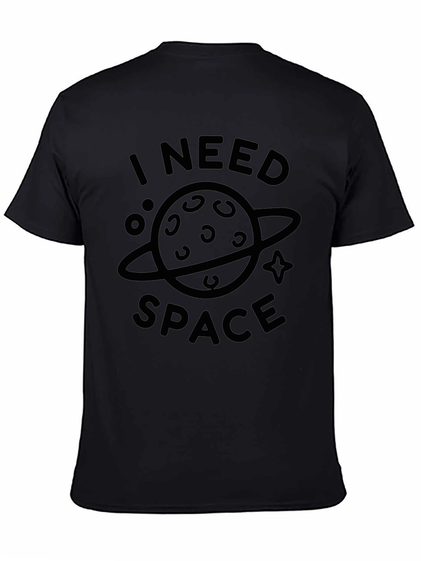 I Need Space Graphic T-Shirt - Black Casual Tee