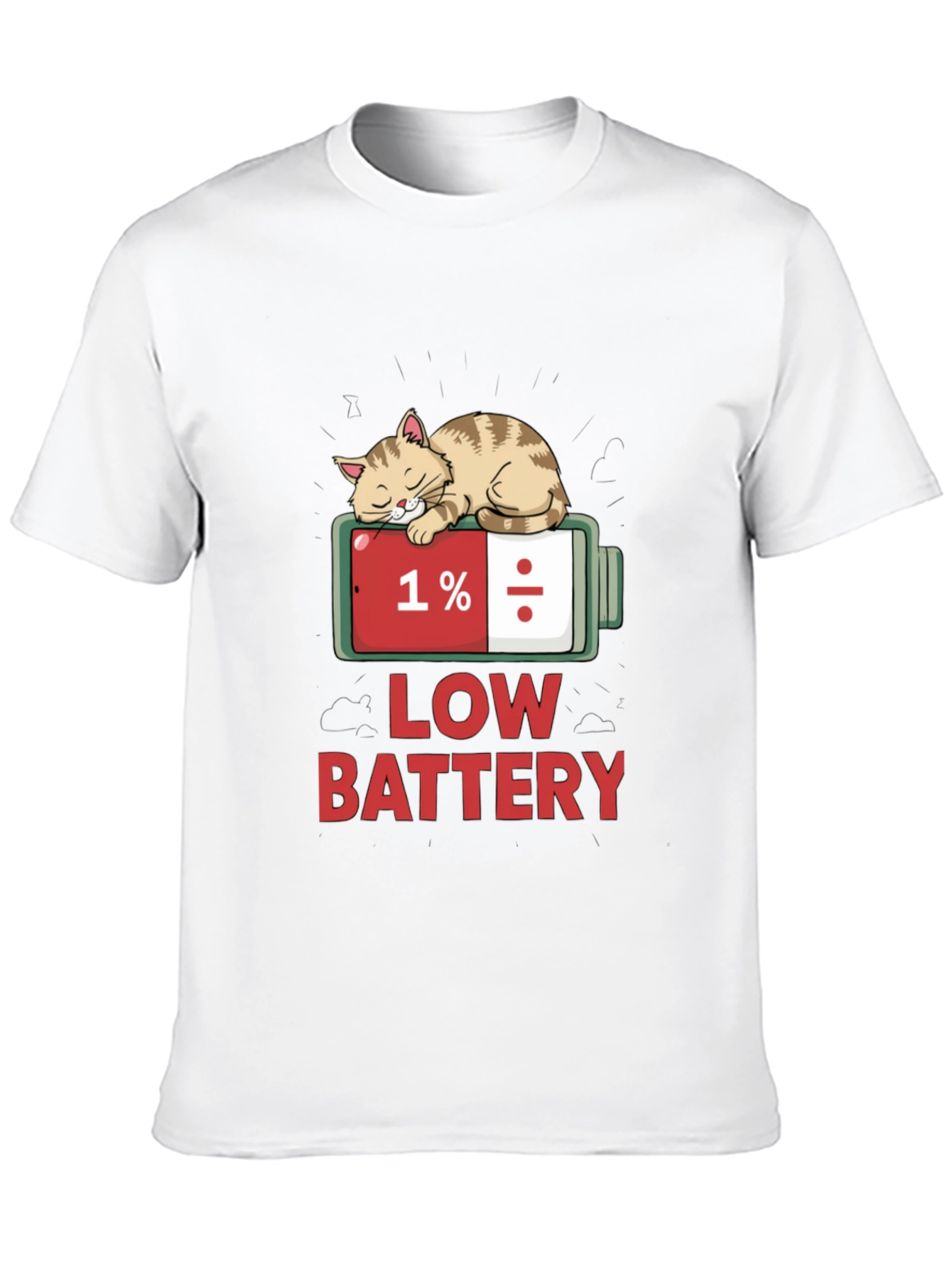 Low Battery Cat T-Shirt - Funny Sleepy Cat Tee