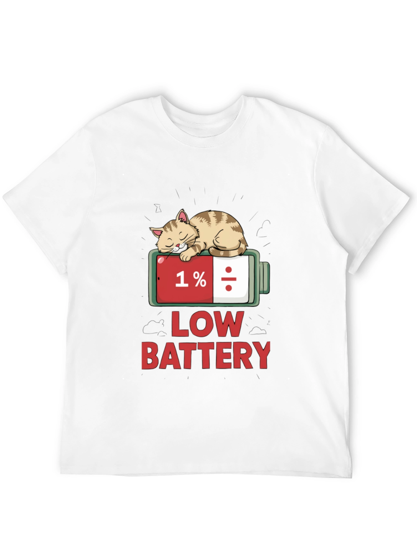 Low Battery Cat T-Shirt - Funny Sleepy Cat Tee
