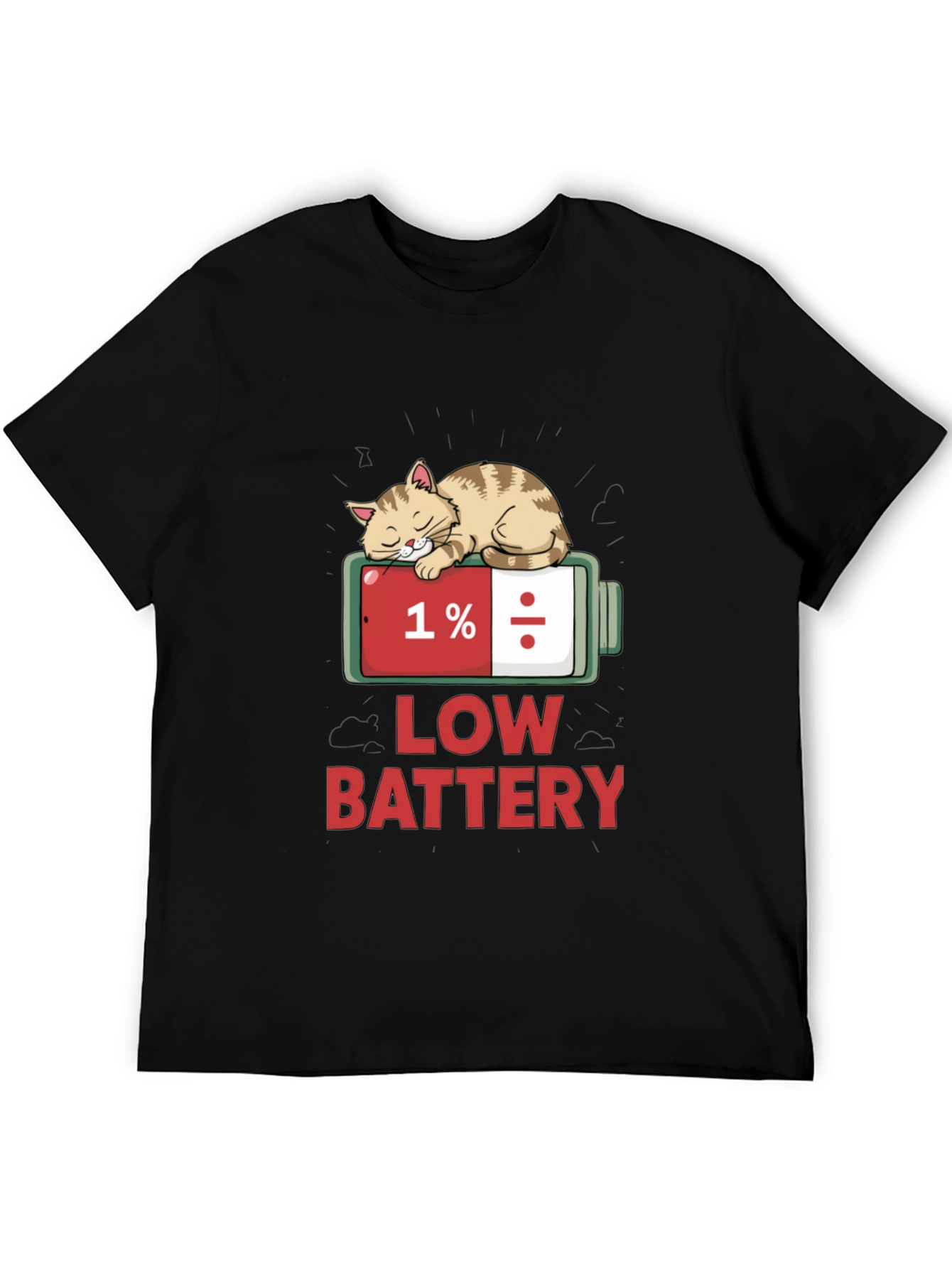 Low Battery Cat T-Shirt - Funny Sleepy Cat Tee