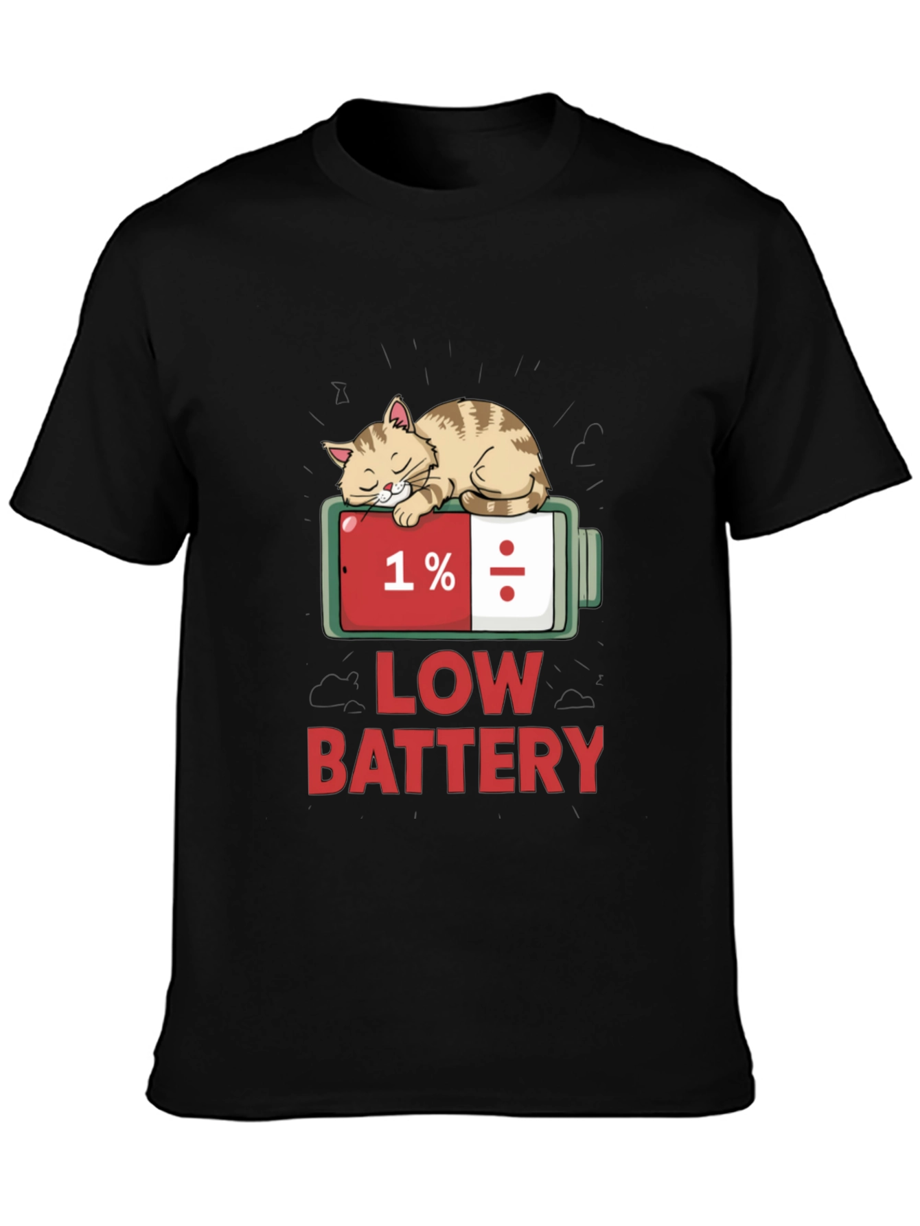 Low Battery Cat T-Shirt - Funny Sleepy Cat Tee