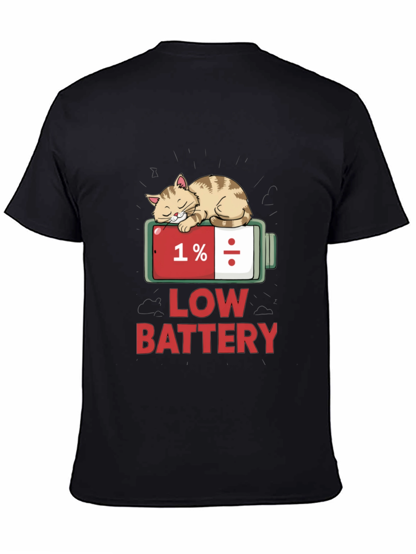 Low Battery Cat T-Shirt - Funny Sleepy Cat Tee